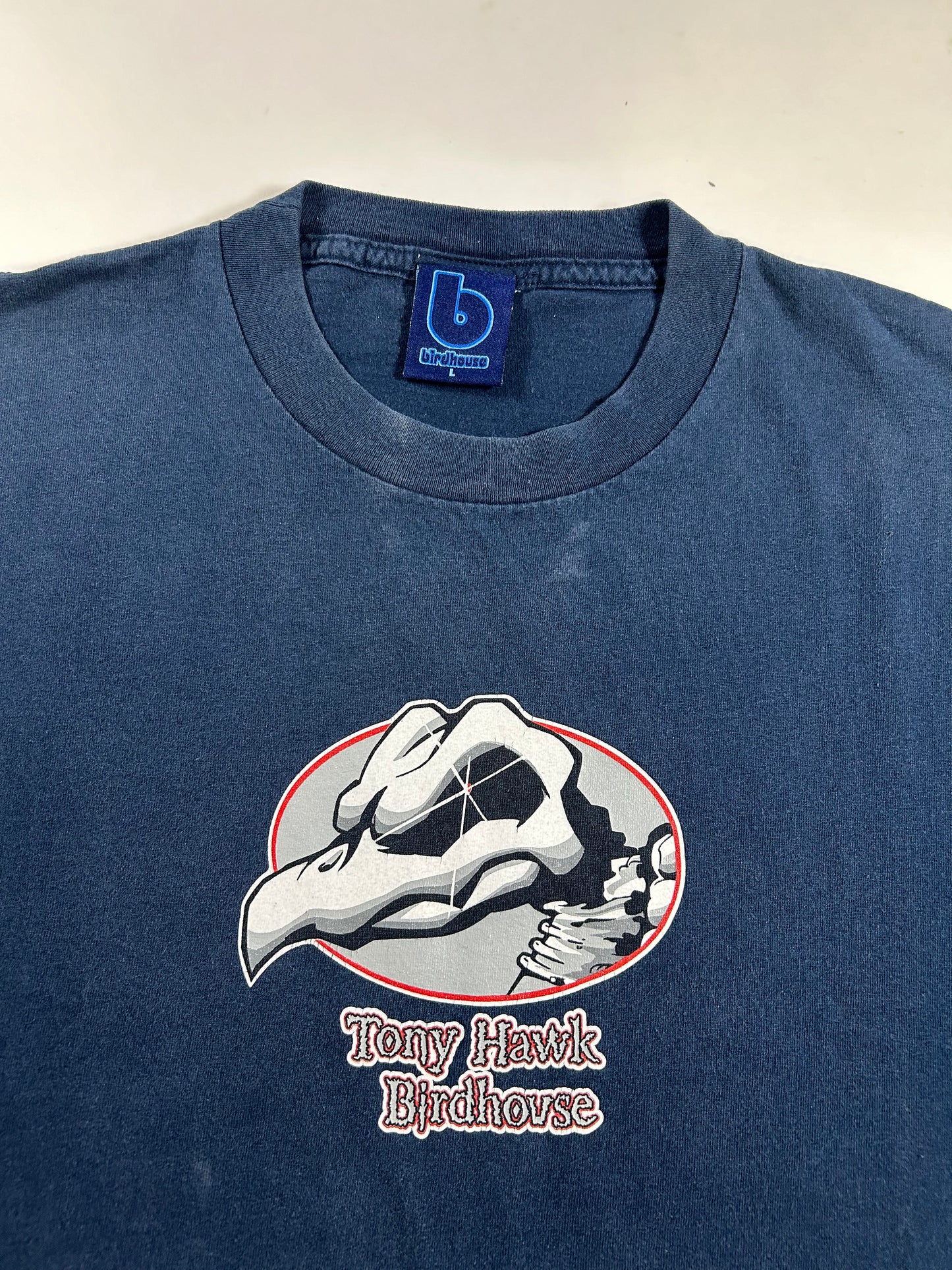 Vintage 90s Birdhouse Skateboards Tony Hawk Falcon 2 Graphic Skateboard Tee 1999 Large 21.5x30.25 Inches As Is
