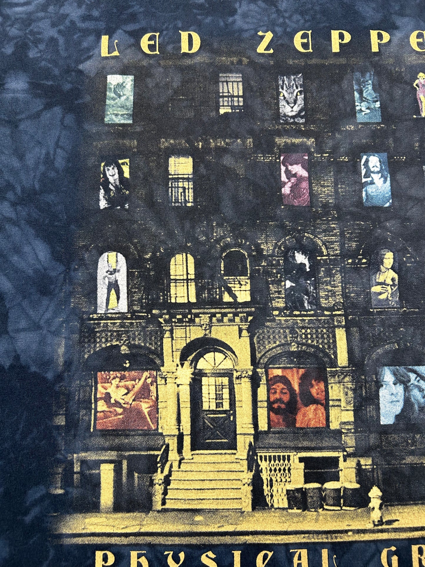 Vintage 00s Liquid Blue Led Zeppelin Physical Graffifi Music Band Tie-Dye Tee XL Big Fit Anvil Tag 25x29.5 Inches