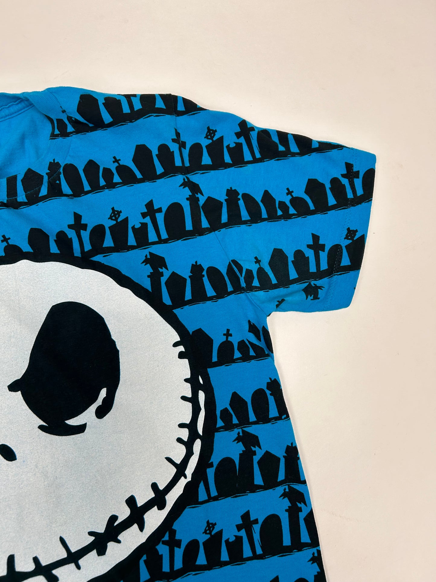 Vintage Disney The Nightmare Before Christmas Jack Skellington Face All Over Print Tee Small 18.25x27.25 Inches