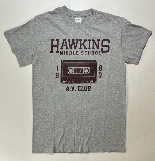 Stranger Things Hawkins Middle School A.V. Club 1983 TV Show Tee Small 17.75x26.5 Inches Gray