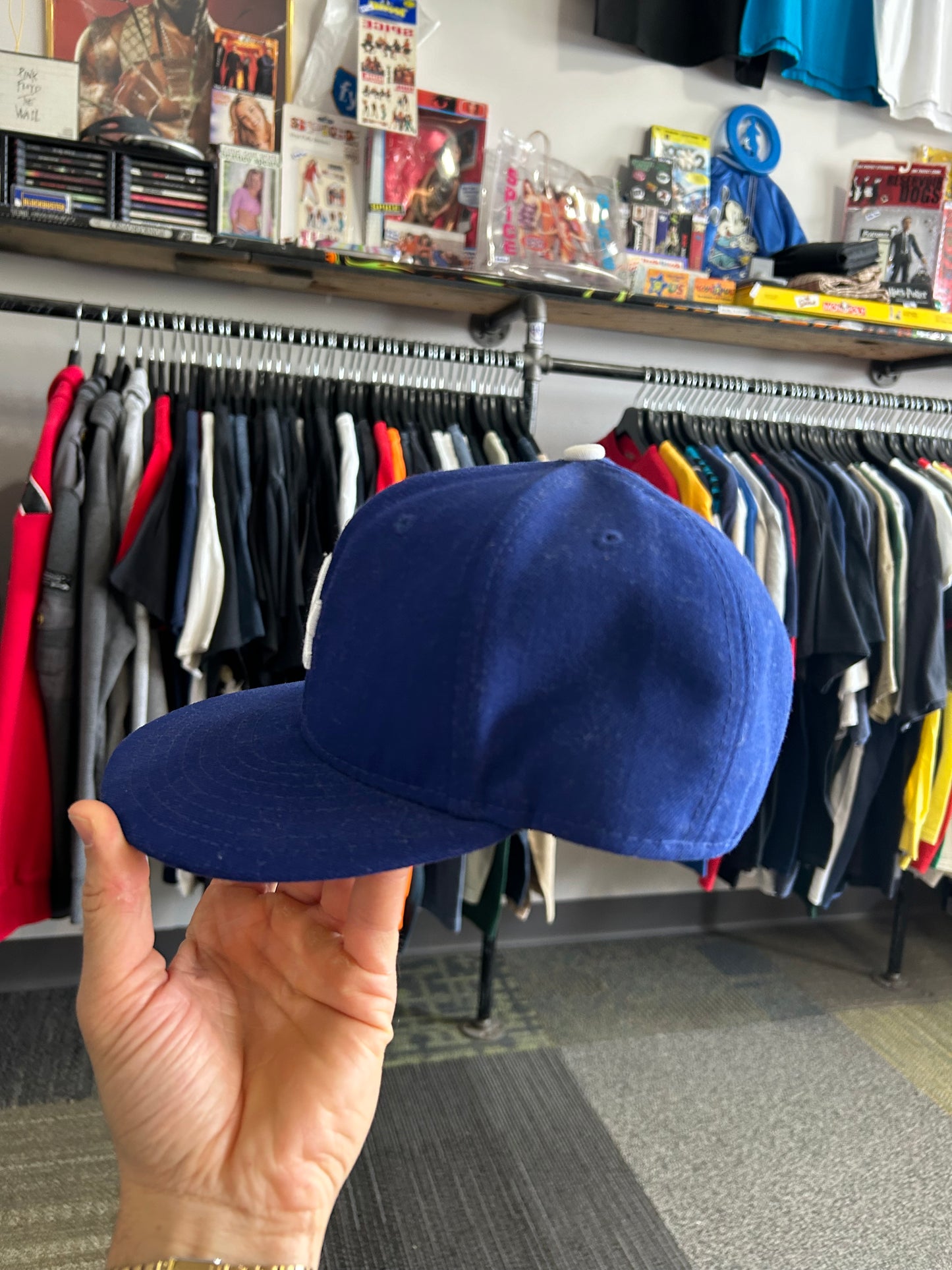 Los Angeles Dogers NewEra Hat Fitted Cap Adult Size 7 1/4 Blue LA Logo Polyester China