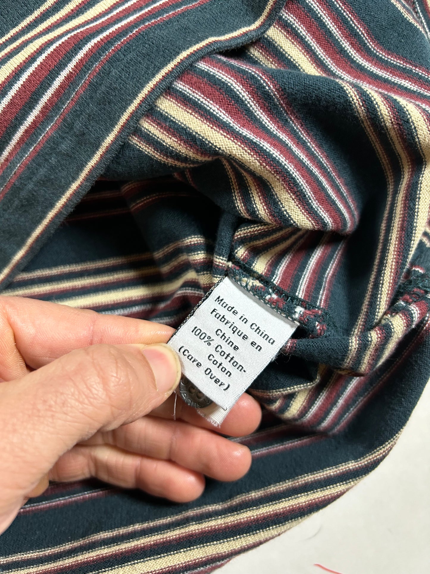 Vintage Calvin Klein Long Sleeve Striped Polo Shirt Rugby Style 22x30.25/31.5 Inches Mediumush Fit Tagged Small Fits Big