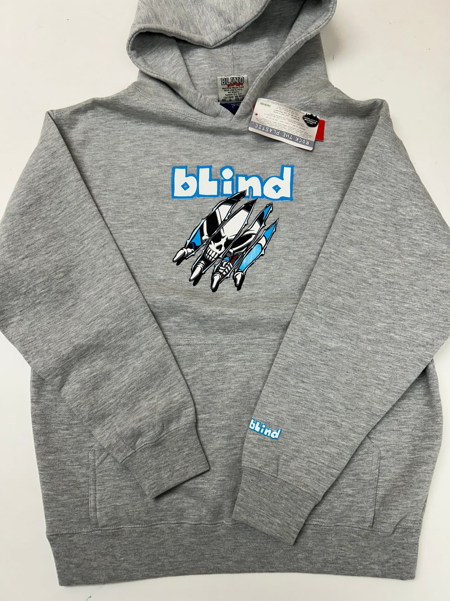 Vintage Blind Skateboards Reaper Graphic Skate Hoodie Youth Small 19.25x23.75 Inches