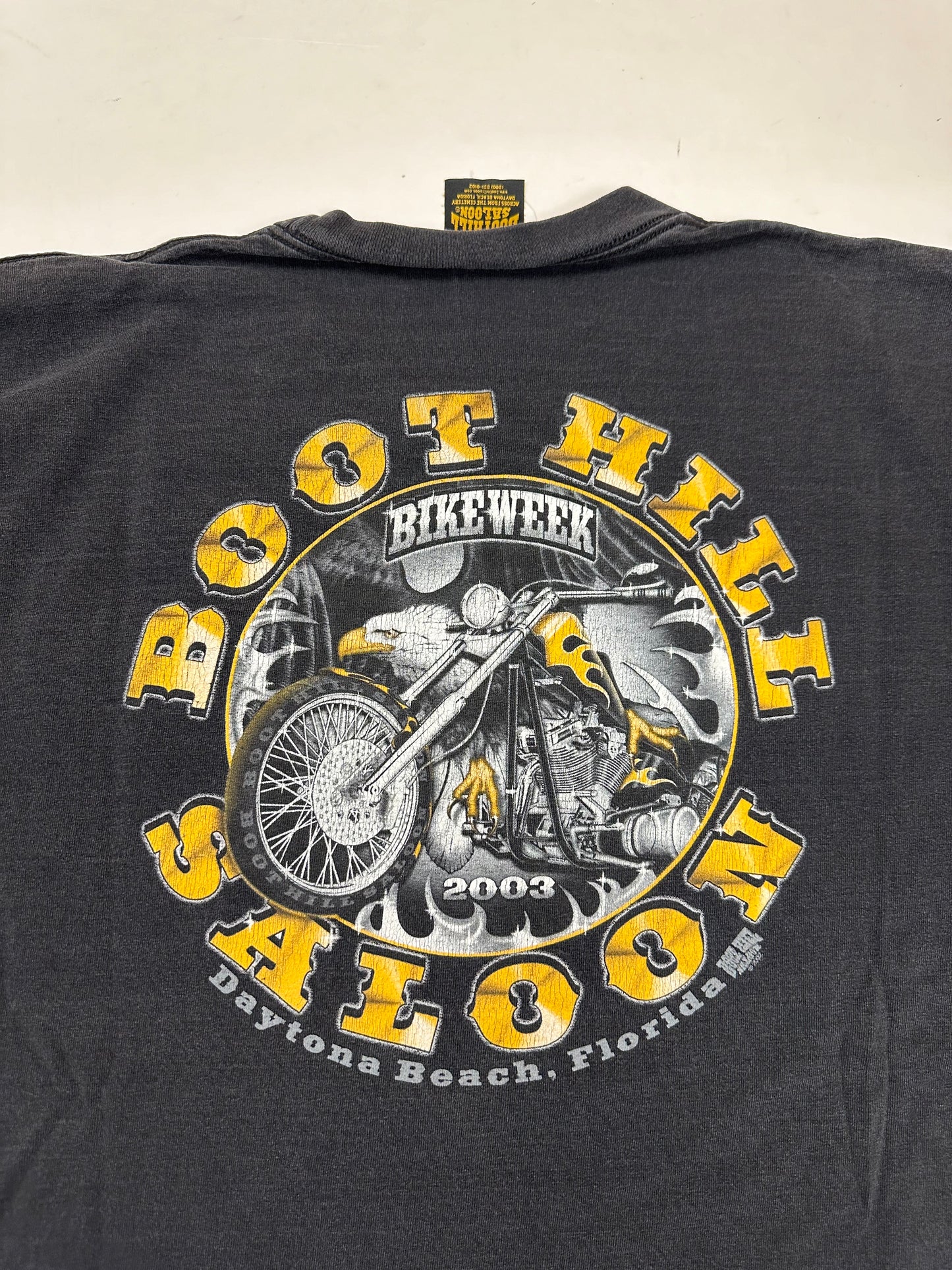 Vintage Boot Hill Saloon Bike Week 2003 Daytona Beach Florida Long Sleeve Tee XL 23.5x29.5 Inches