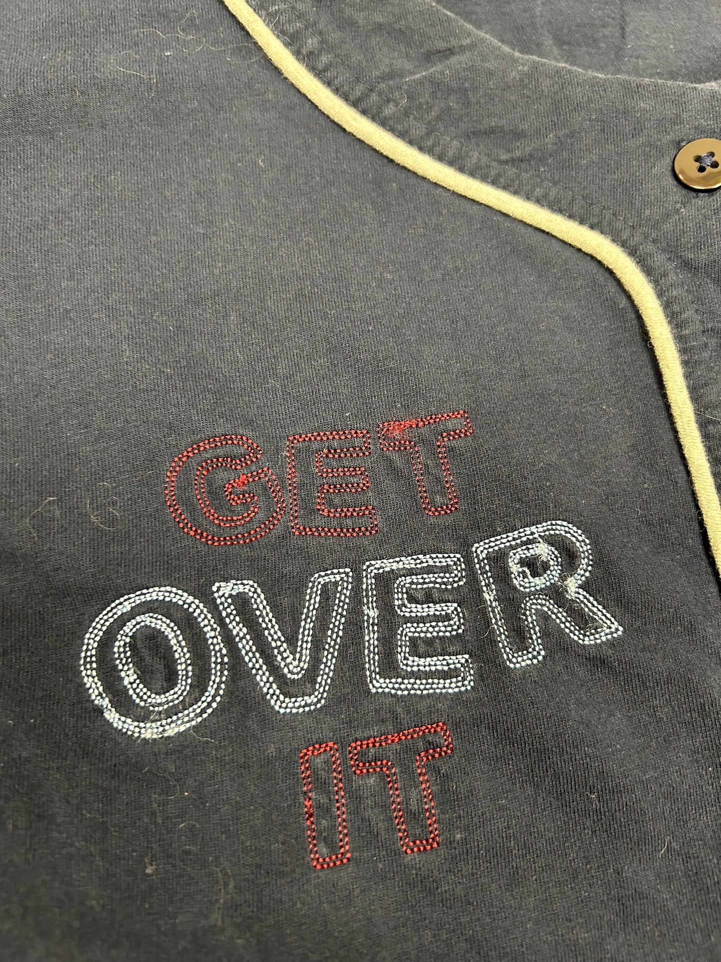 Vintage 2002 Looney Tunes Tweety Bird Get Over It Button Up Baseball Style Jersey Medium/Small 21.5x25.25 Inches