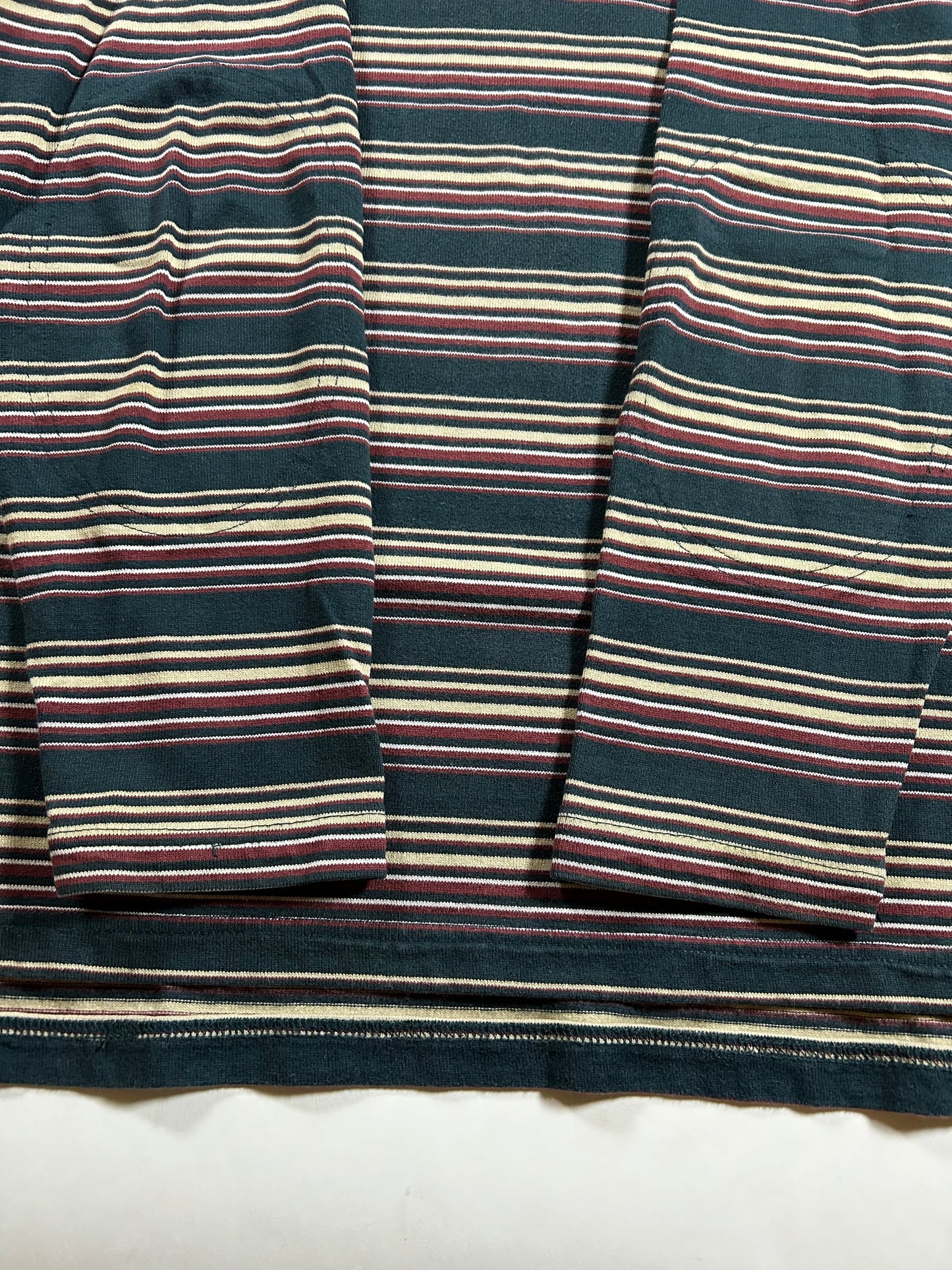 Vintage Calvin Klein Long Sleeve Striped Polo Shirt Rugby Style 22x30.25/31.5 Inches Mediumush Fit Tagged Small Fits Big