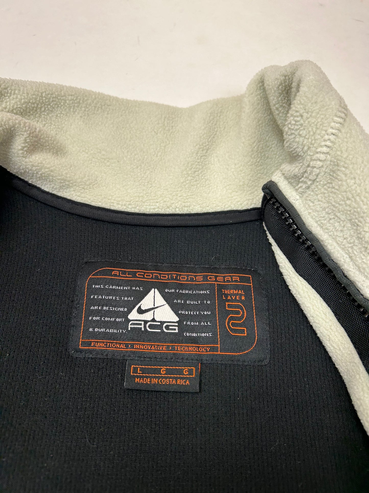 Vintage Nike ACG Nike FIT Thermal Layer 2 Zip Fleece Large 27.25x27.25 Inches