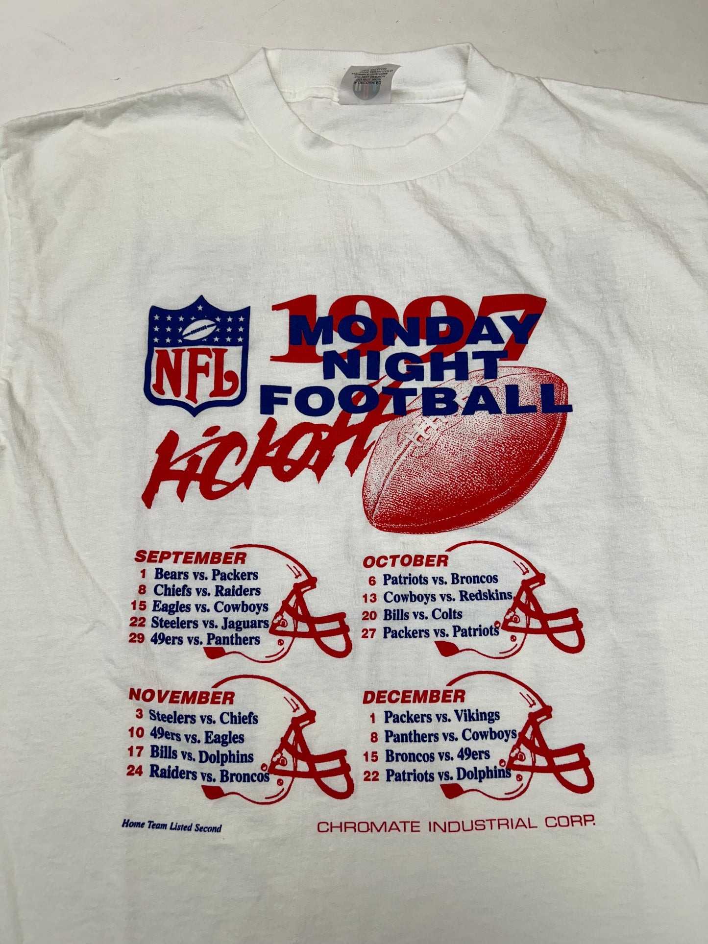 Vintage 1997 NFL Monday Night Football Kickoff Promo Tee XL