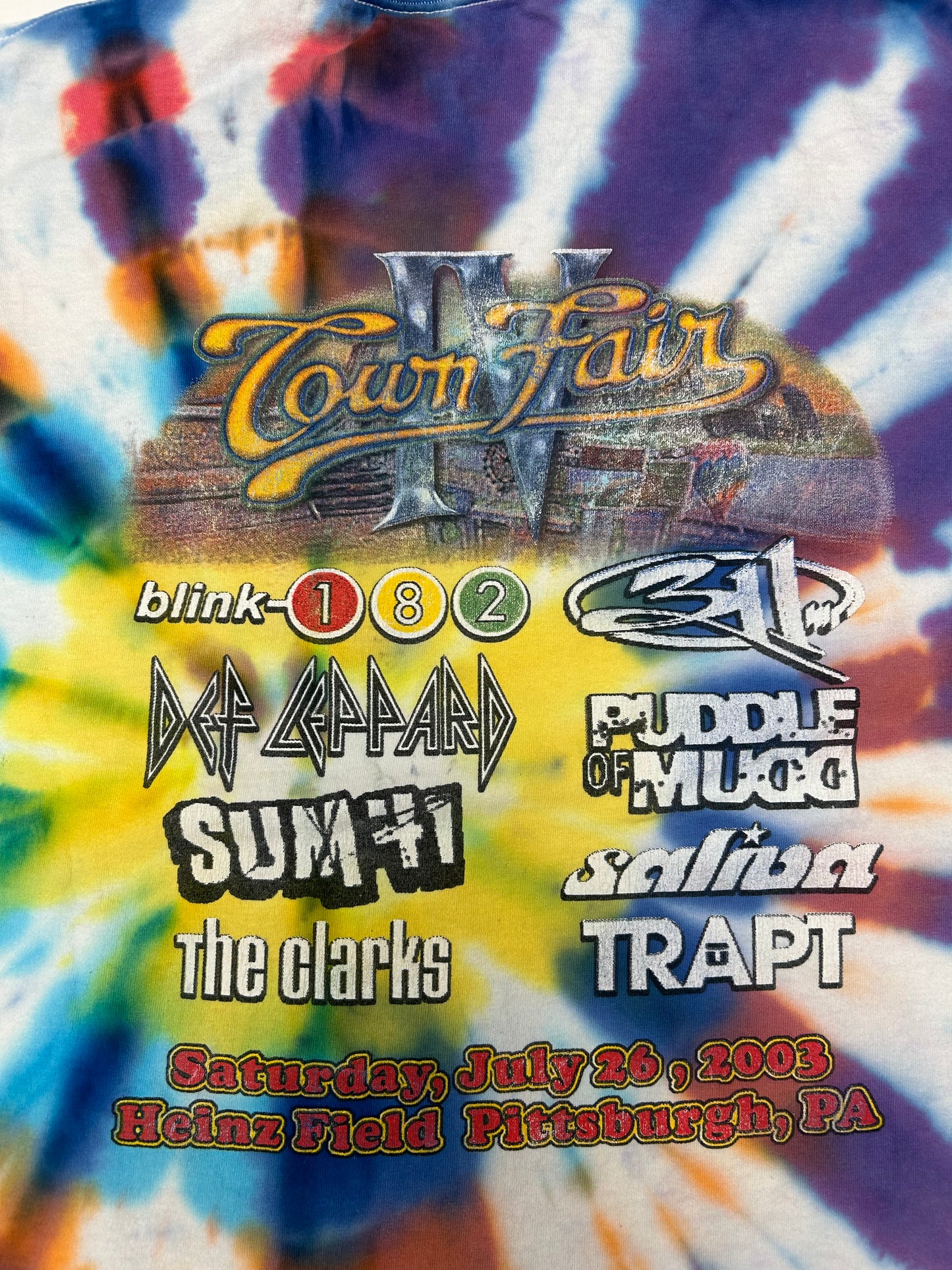 Vintage The Rolling Rock Town Fair Music Festival blink-182, Def Leppard, Puddle Of Mudd, Sum41, Saliva Parking Lot Tee