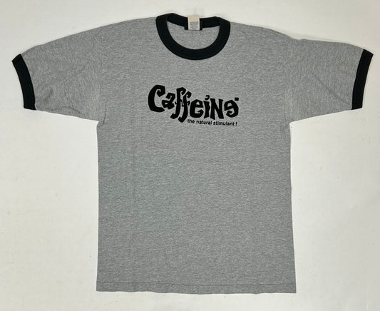 Vintage Caffeine Records The Natural Stimulant!Music Ringer Logo Shirt 90s Y2K