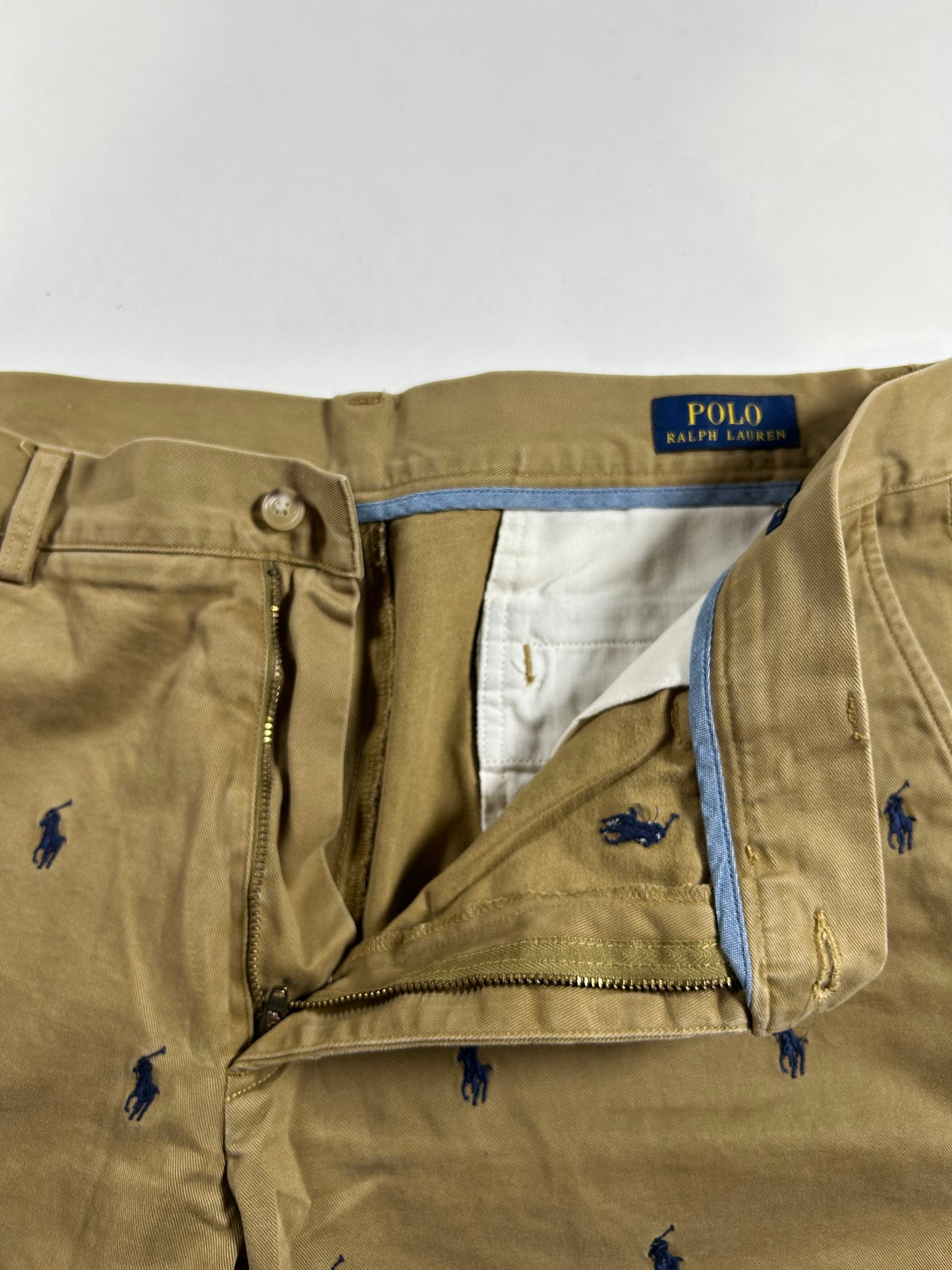 Polo Ralph Lauren All Over Pony Chino Shorts Khaki Classic Fit 9” 35 18x20.75/21 Inches