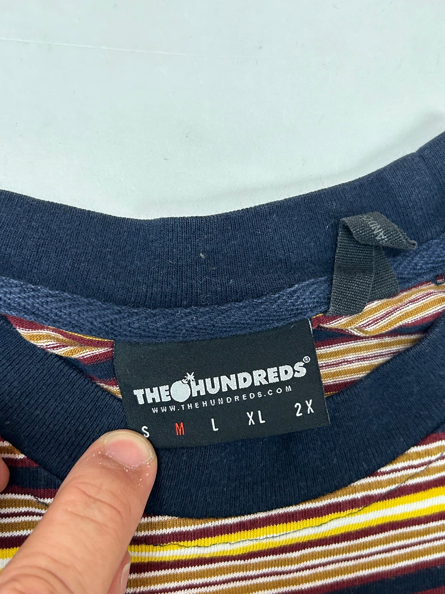 The Hundreds Embroidered Logo  Stripped Tee Medium 19.5x27 Inches
