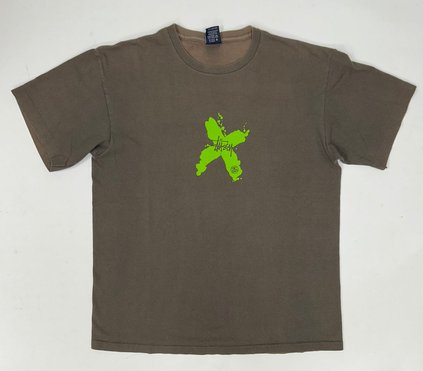 Vintage 90s Stussy DX Green X Degeneration X Style Graphic WWF Tee Large 21.25x27.5 Inchee USA