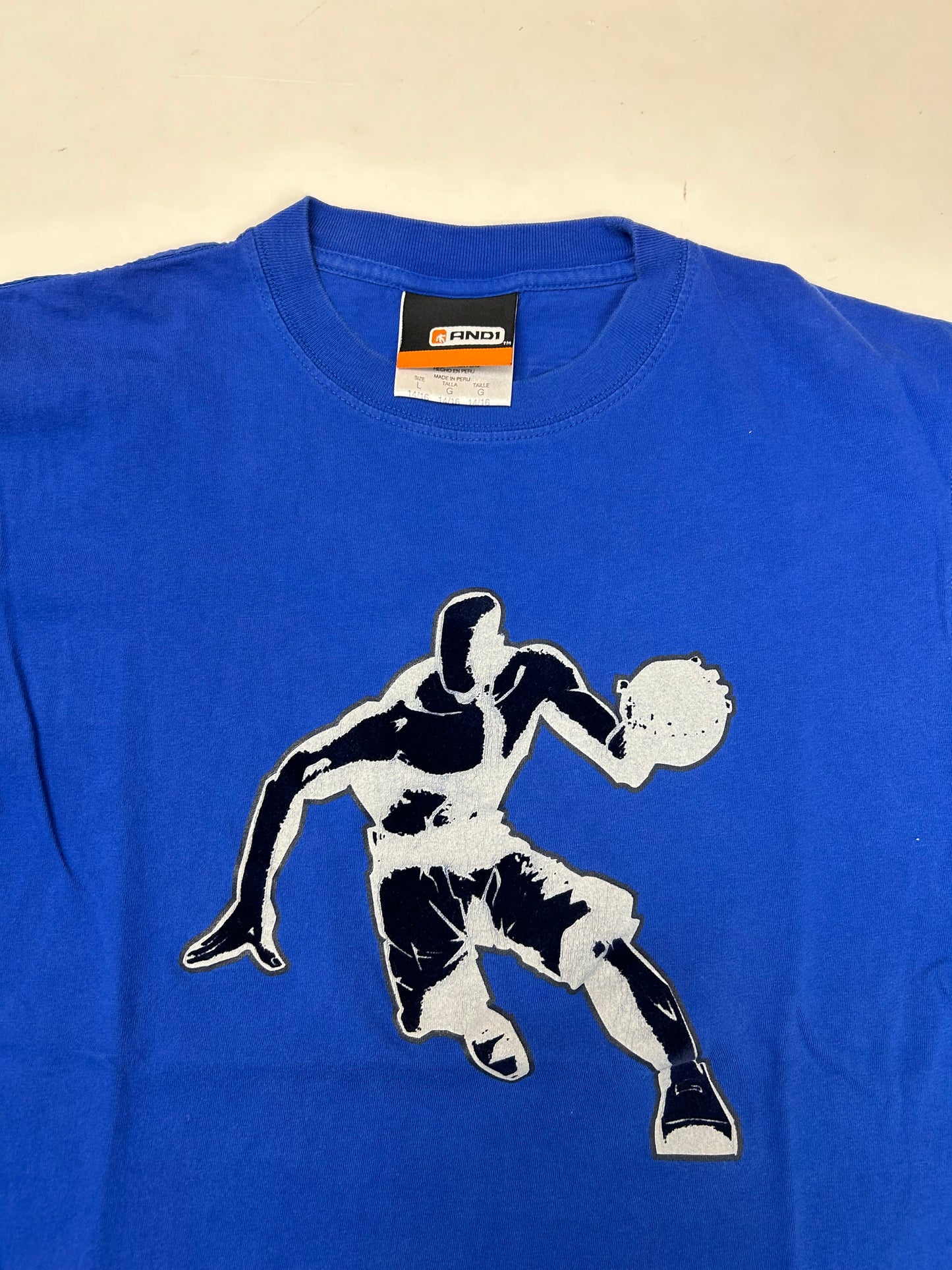Vintage 00s And 1 Basketball Graphic Tee Youth Large (14/16) Blue Adult S/M 20x26 Inches