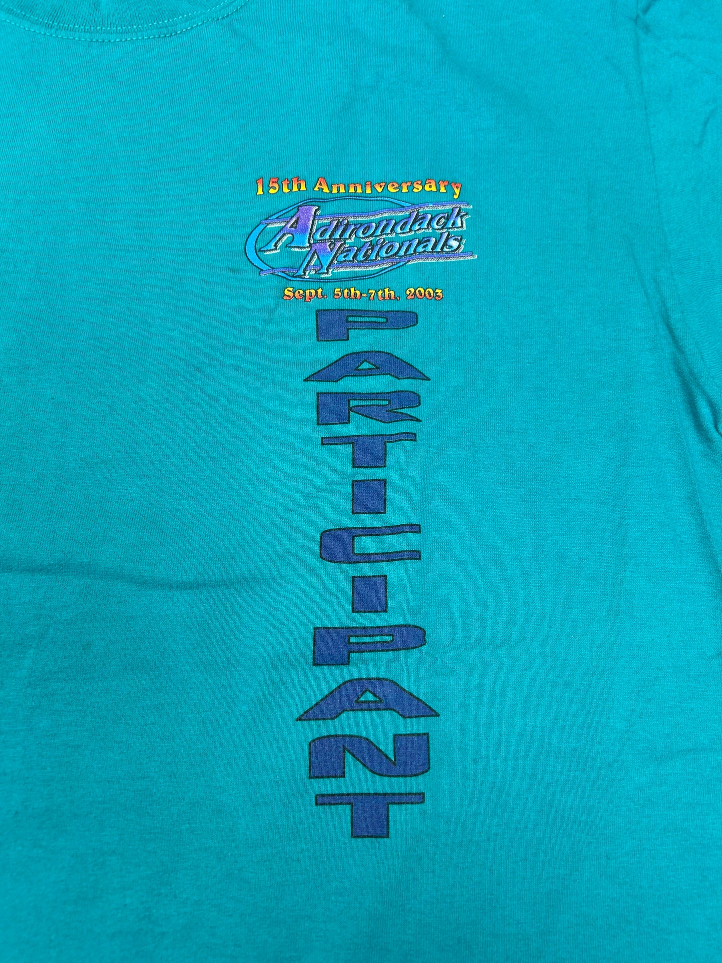 Vintage Adirondack Nationals 15th Anniversary September 5th-7th 2003 Albany, New York Car Participant Tee XL 23.5x30.75 Inches As Is Has Wear