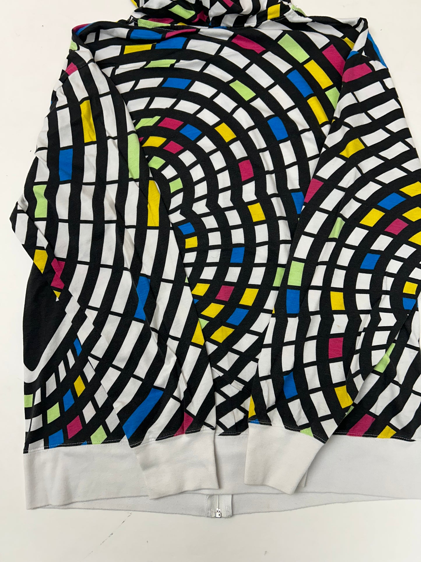 Vintage 00s Fox Racing Motocross Zip Up Abstract Thin Hooded Sweatshirt M/L Fit 22.75x28.75 Inches