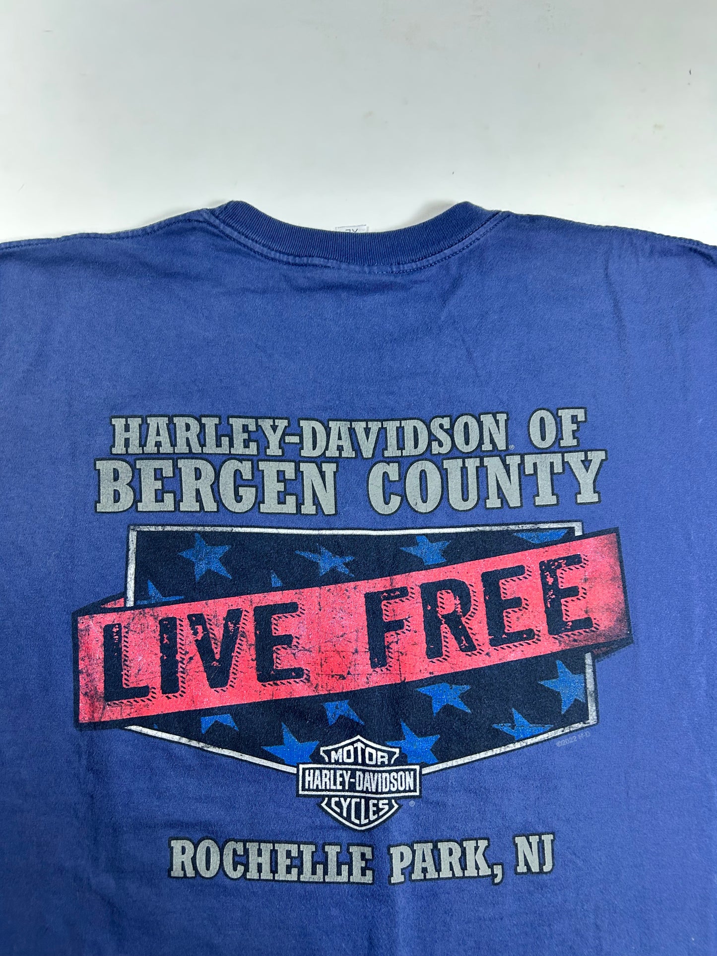 2022 Harley Davidson Motorcycle Of Bergen County Eagle Live Free Rochelle Park, NJ Tee XL 23.5x29.75 Inches