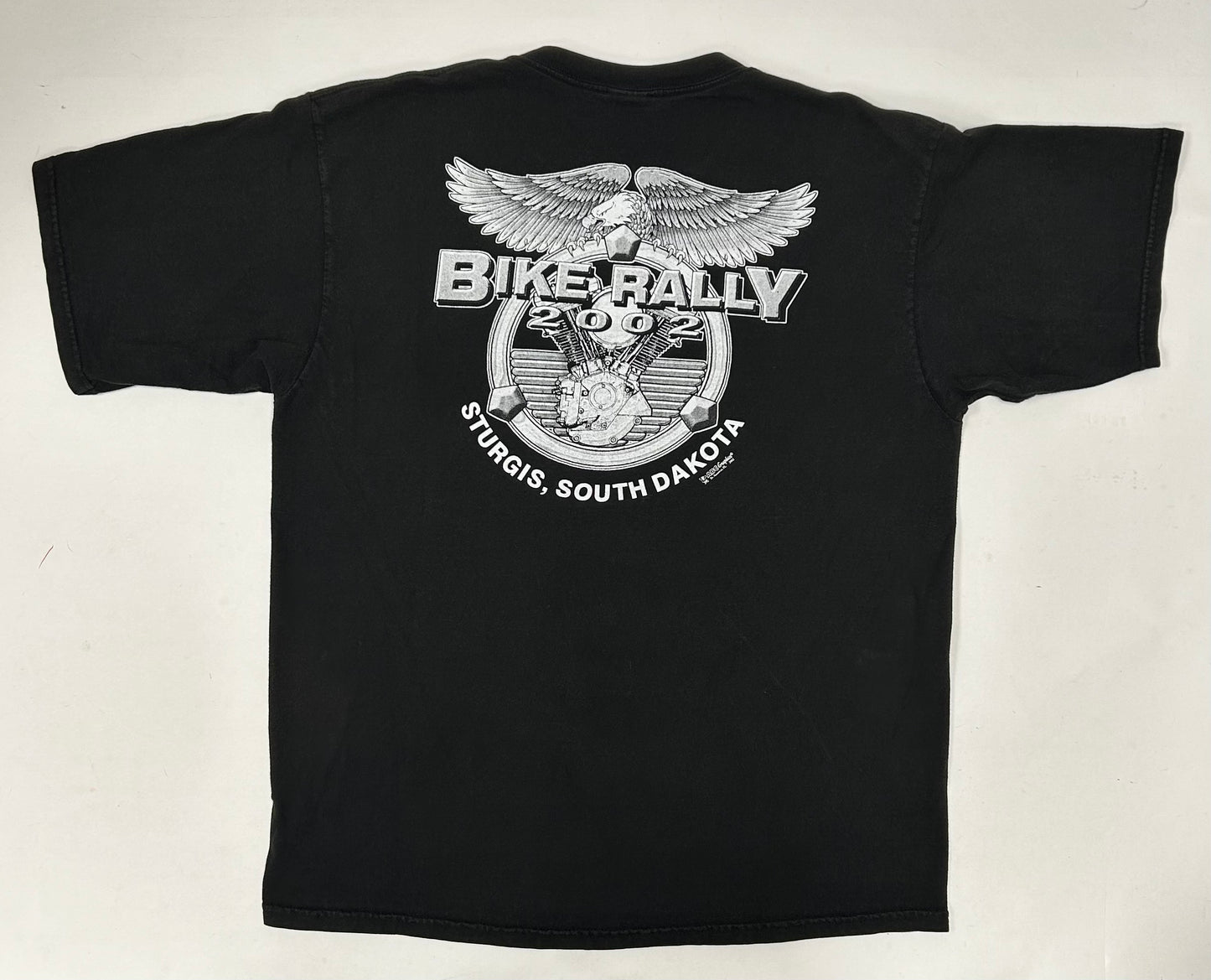 Vintage 2002 Bike Rally Sturgis, South Dakota American Tradition Motorcycle Tee XL 23.75x30.75 Inches
