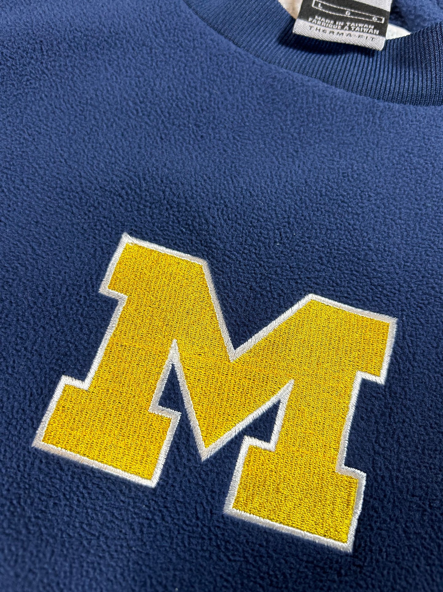 Vintage 2000s Nike University Of Michigan Therma-Fit Pullover Fleece Large 25.5x32.5 Inches Navy