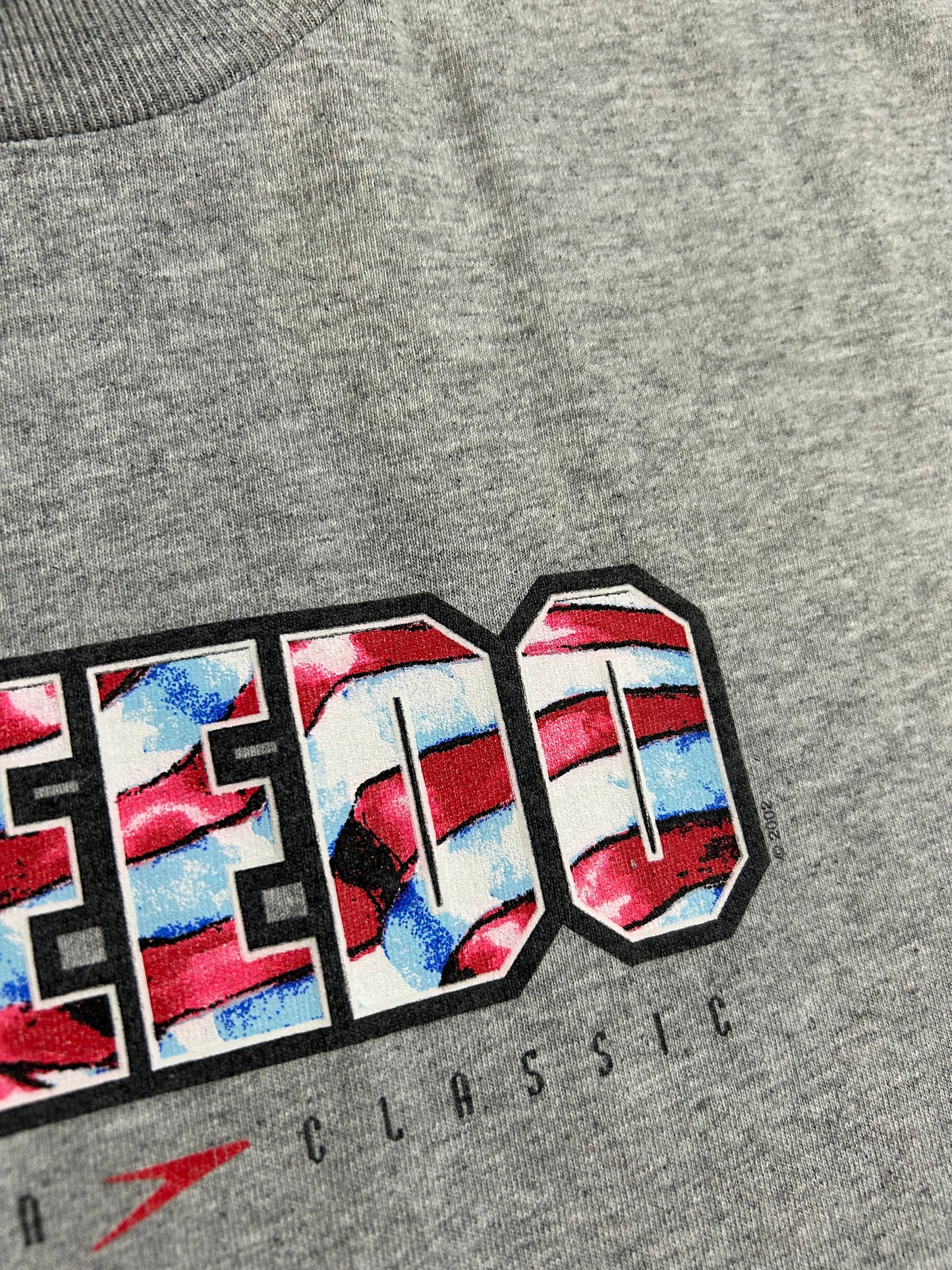 Vintage Speedo American Classic 2002 Authentic Swim T-Shirt Large 21.25x29.75 Inches Gray USA