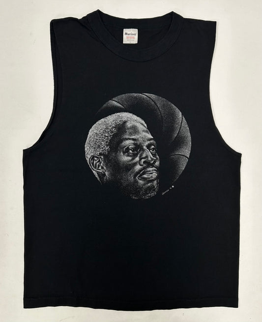 Vintage Dennis Rodman Shadow Graphic Candida 1996 Tank Top Sleeveless Shirt Large 21x28 Inches