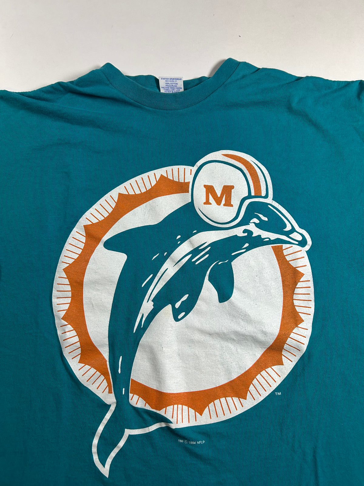 Vintage 1994 Miami Dolphins NFL Starter T-shirt XL 24.5x27.75/29.25 Inches 90s