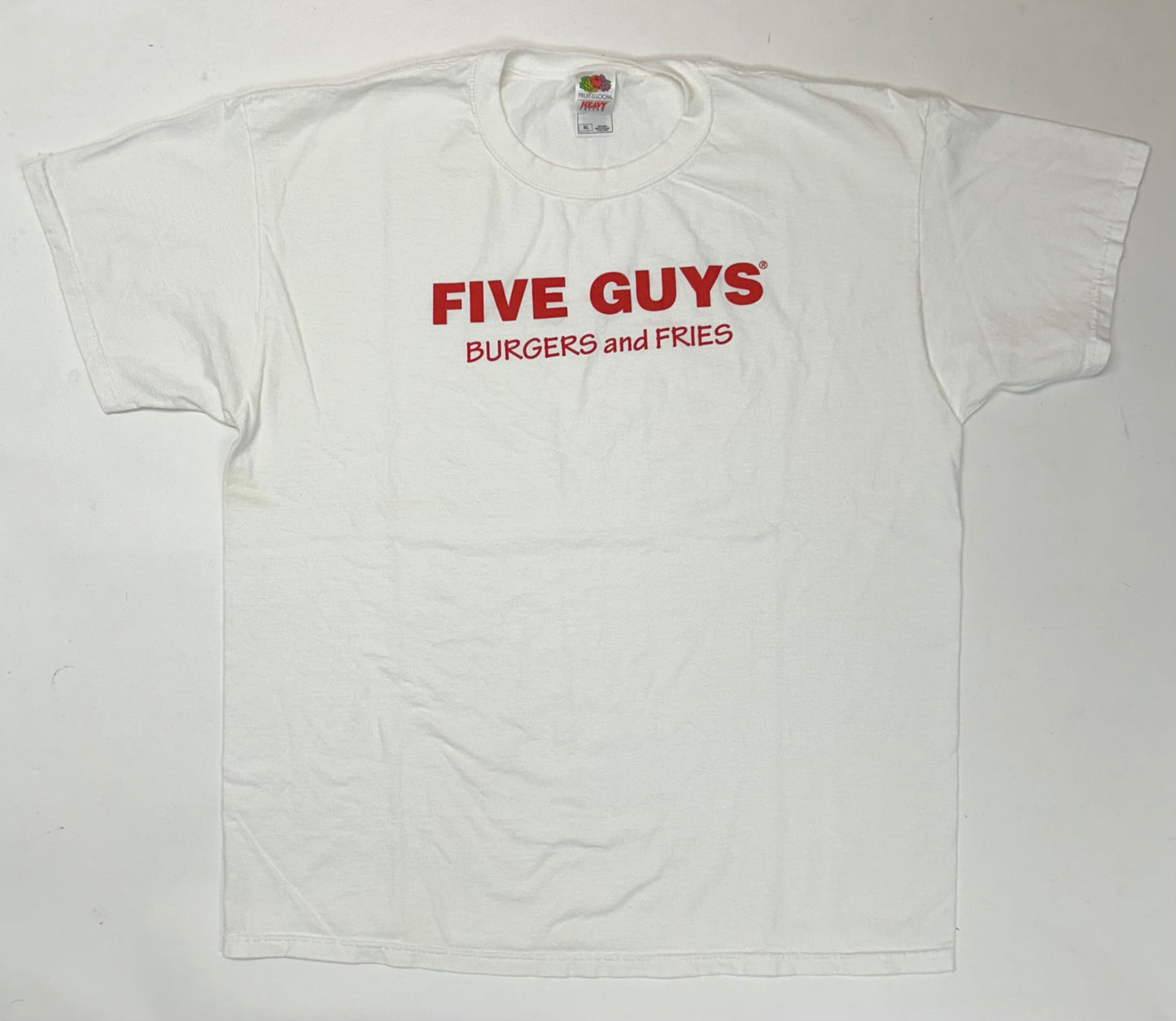 Vintage 00s Five Guys Burgers & Fries Food Promo Tee XL 24x29.75 Inches