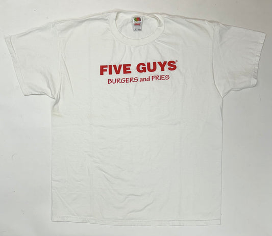 Vintage 00s Five Guys Burgers & Fries Food Promo Tee XL 24x29.75 Inches