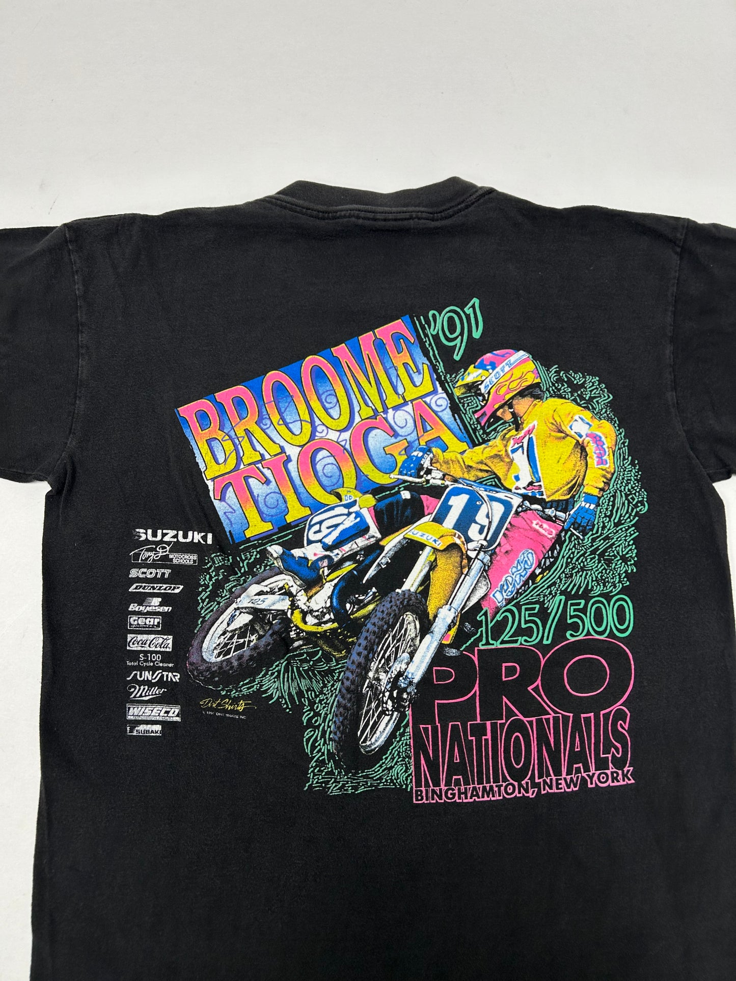 Vintage Broome Tioga Pro Nationals Motocross 1991 Promo Tee Dirt Shirts Medium/Large 20x26.5 Inches