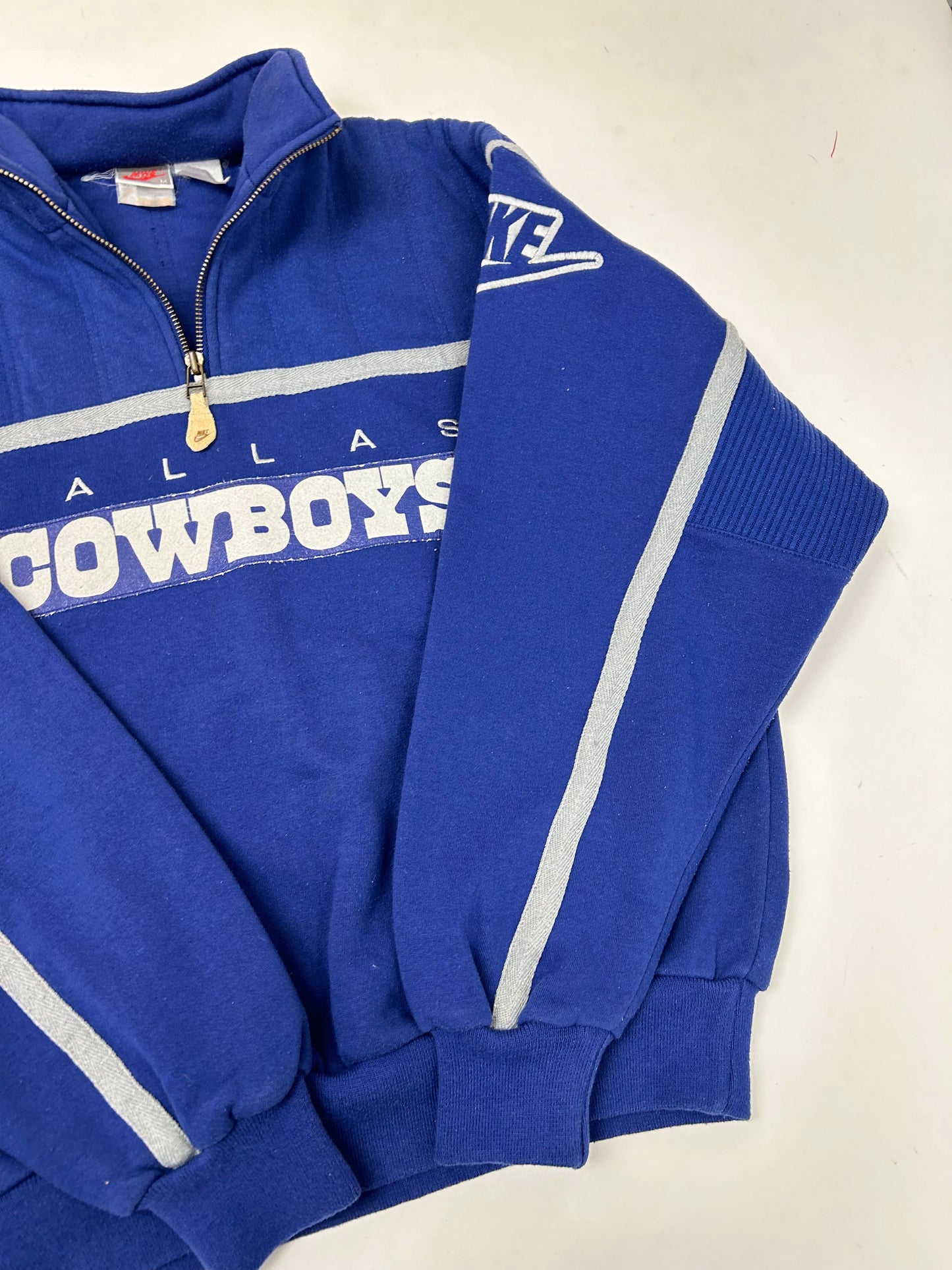 Vintage Nike NFL Quarter Zip Jacket Dallas Cowboys Medium 23.5x25.5 Inches 80s 90s Rare