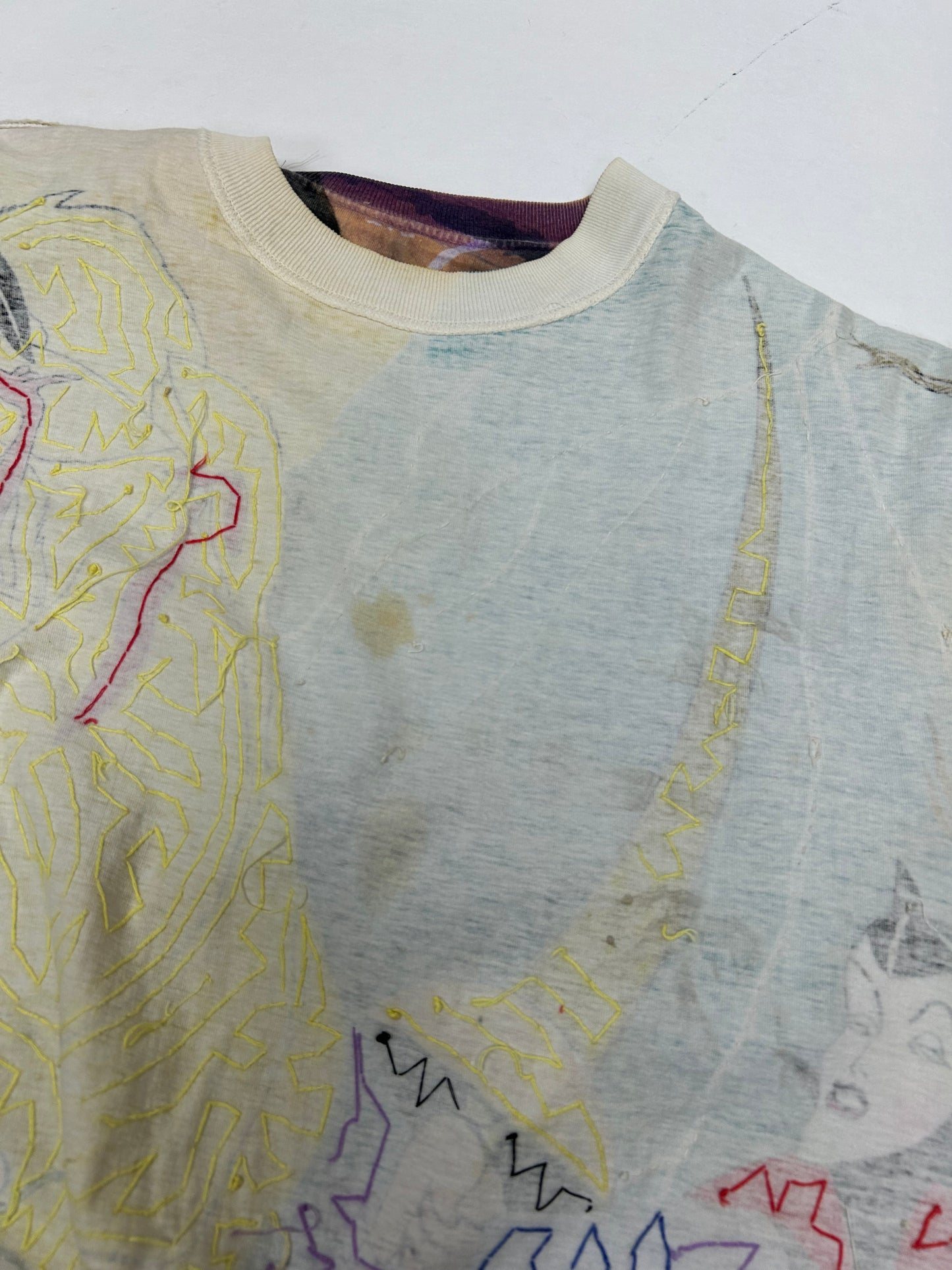 Vintage Disney JouJou Villains Cruella Maleficent Captian Hook Beaded Shirt Big 2XL For 25.5x32.75/34.75 Inches As Is Has Flaws