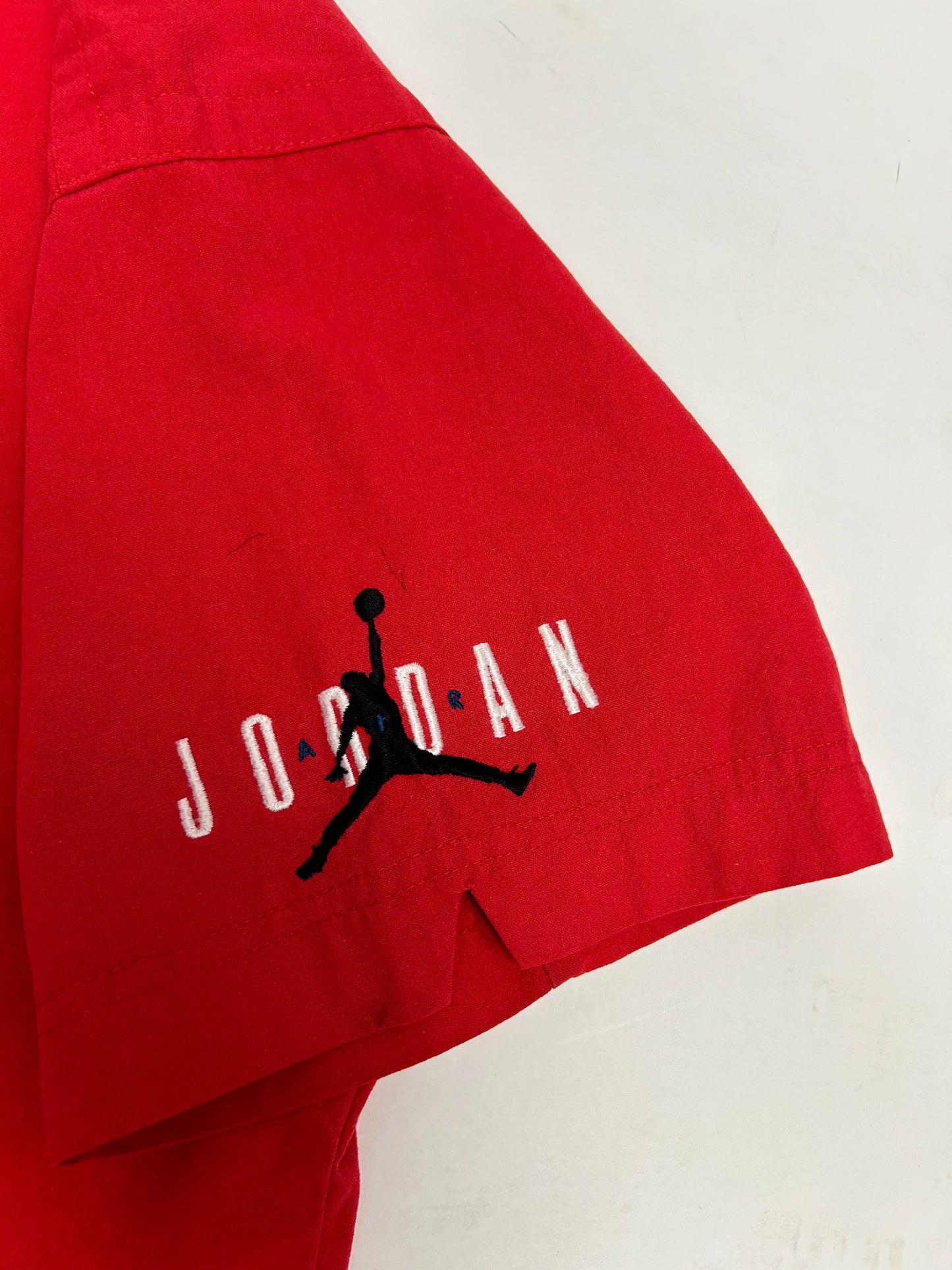 Vintage Nike Air Jordan 'Spellout Logo' Baseball Jersey Red 1991 Rare XL/L Fit