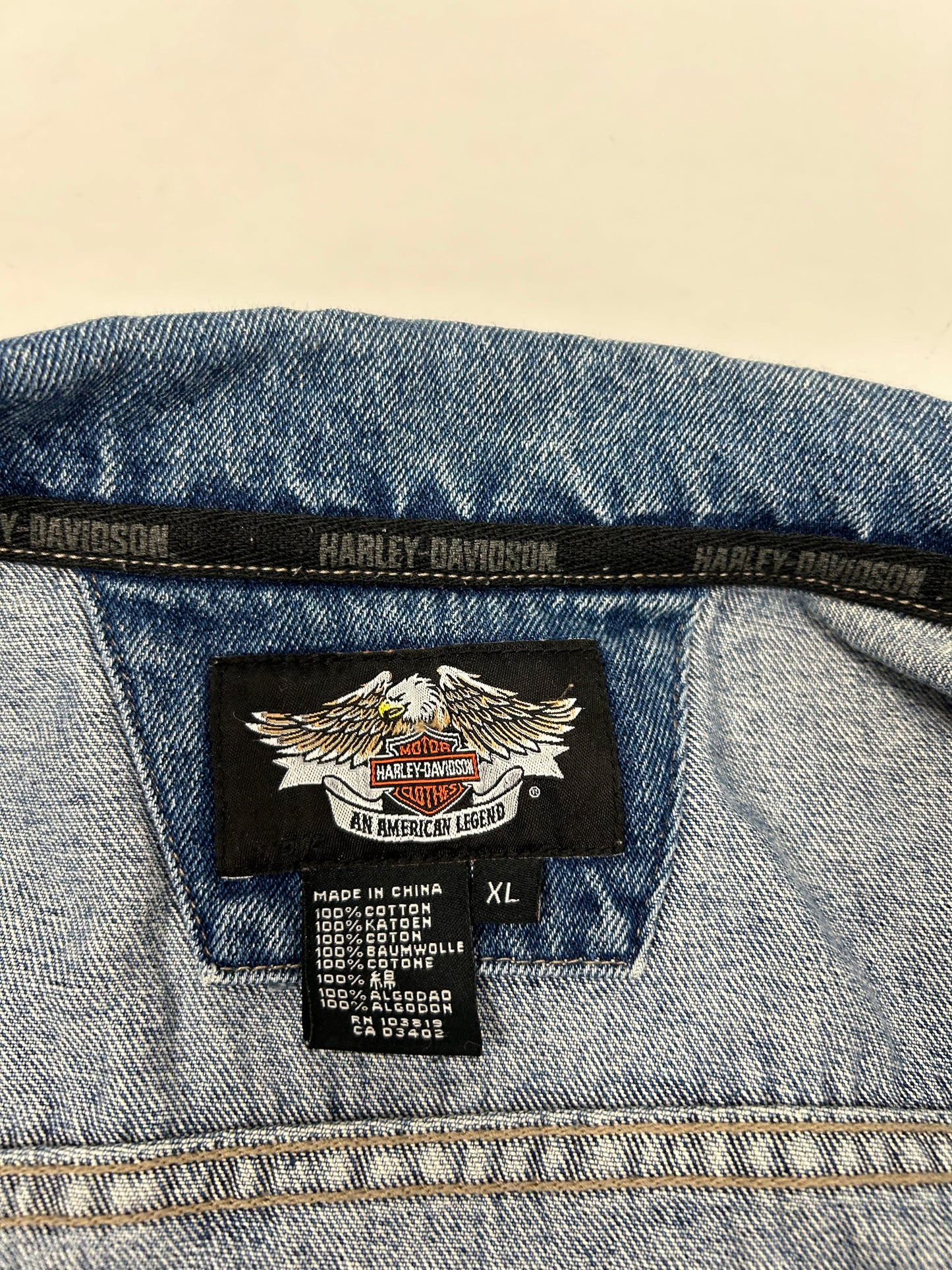 2009 Harley Davidson Motorcycles Denim Jean Jacket Vest XL 25x28.25 Inches