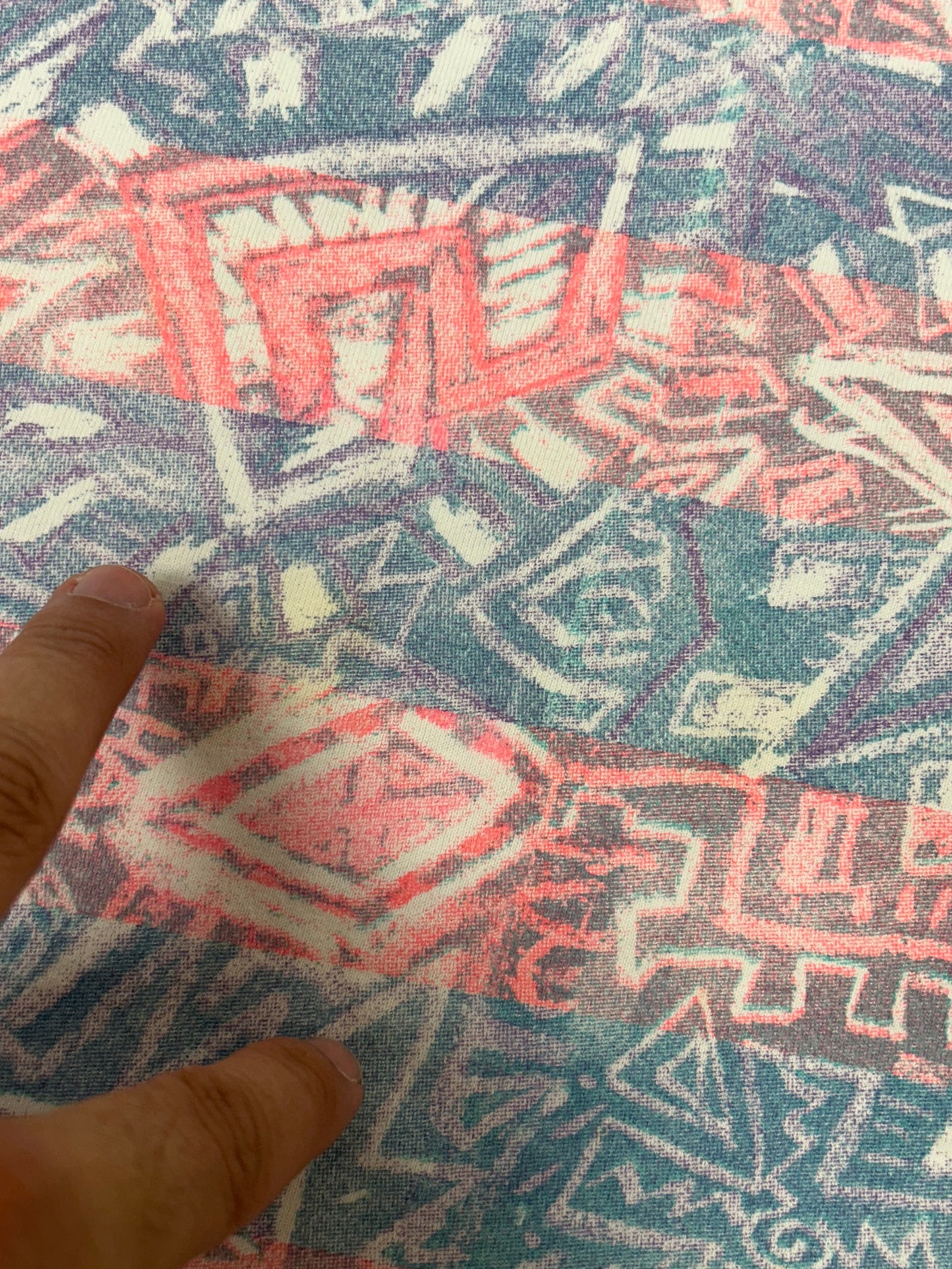 Vintage Gotcha Shirt Pink Blue Tribal Aztec Surf Skate AOP 80s 90s 21.75x26.75 Inches