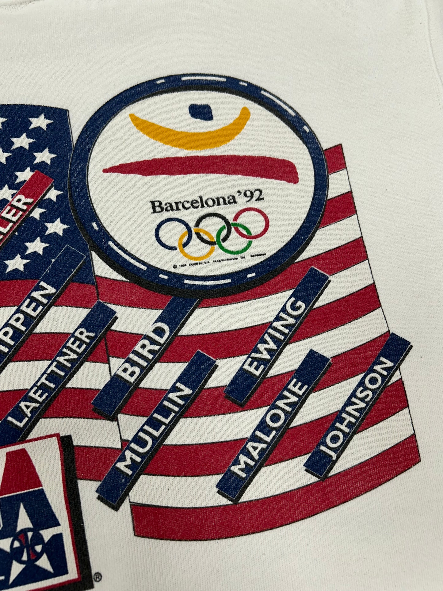 Vintage Salem Sportswear 1992 Barcelona Olympics Team USA Dream Team Caricature Crewneck Medium/Small Fit 22.5x24.75 Inches Great Wear