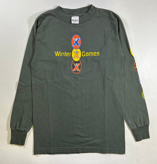 Vintage Winter X Games 2001 Mount Snow Vermont Long Sleeve T-Shirt Small 17x26.25 Inches Green