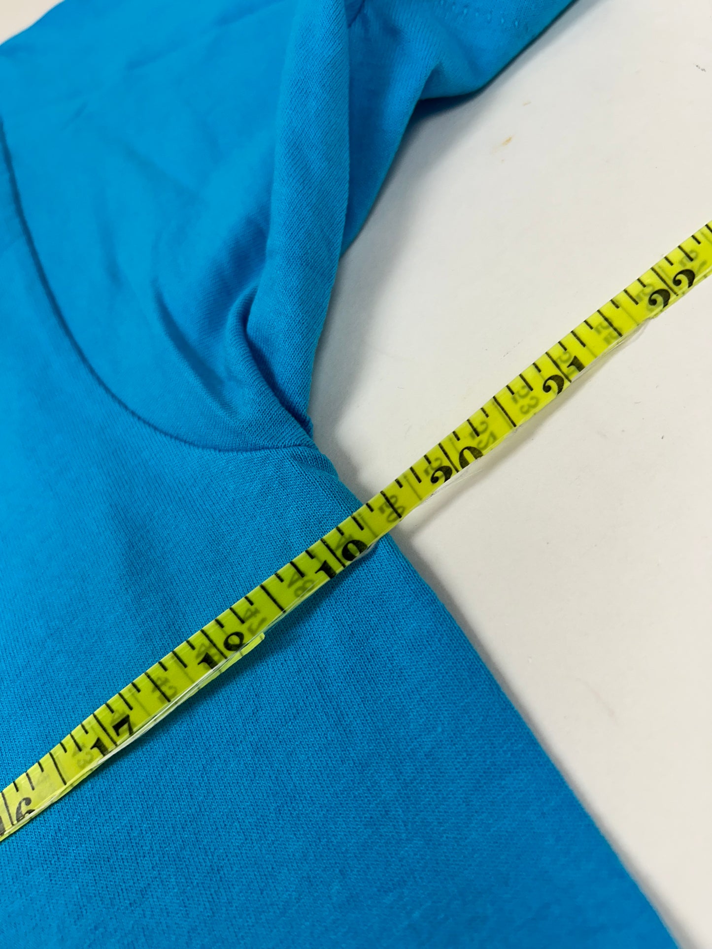 Edgewood NJ first edition “Deeper Than The Roots.” Tee Medium 19.25x28.74 Inches 90s FOTL BEST 50% Cotton 50% Polyester USA Bright Blue