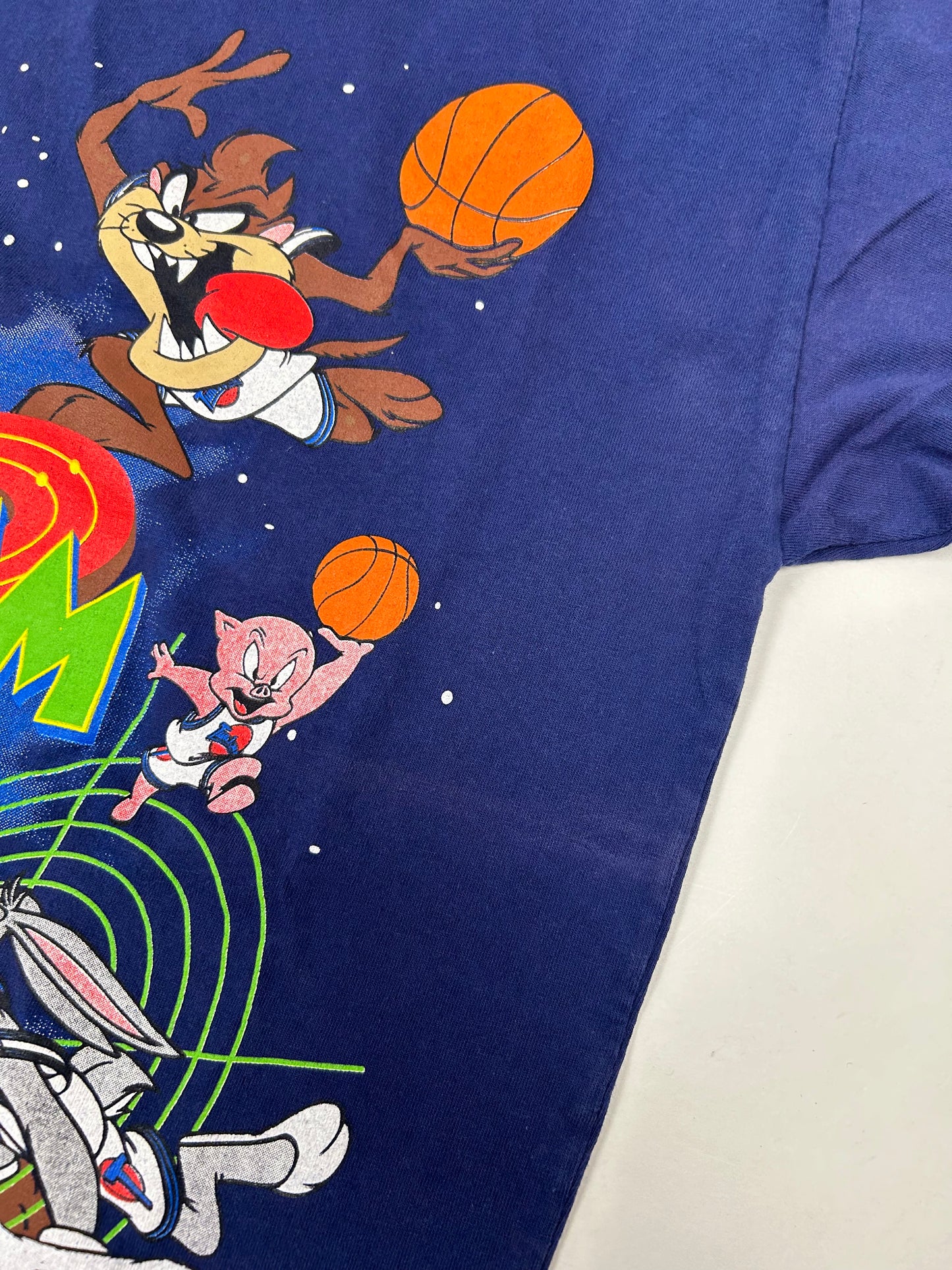 Vintage Space Jam Movie Promo Looney Tunes Warner Bros 1996 Tee Large 21.75x28.5 Inches