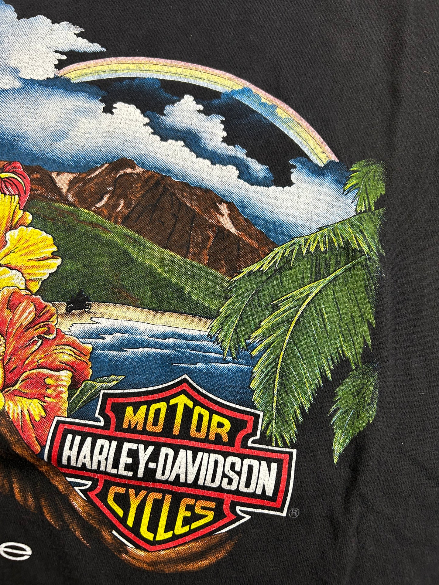 Vintage Harley-Davidson Motorcycles Pacific Maui, Hawaii 'A Ride in Paradise' XL 23.25x30 Inches