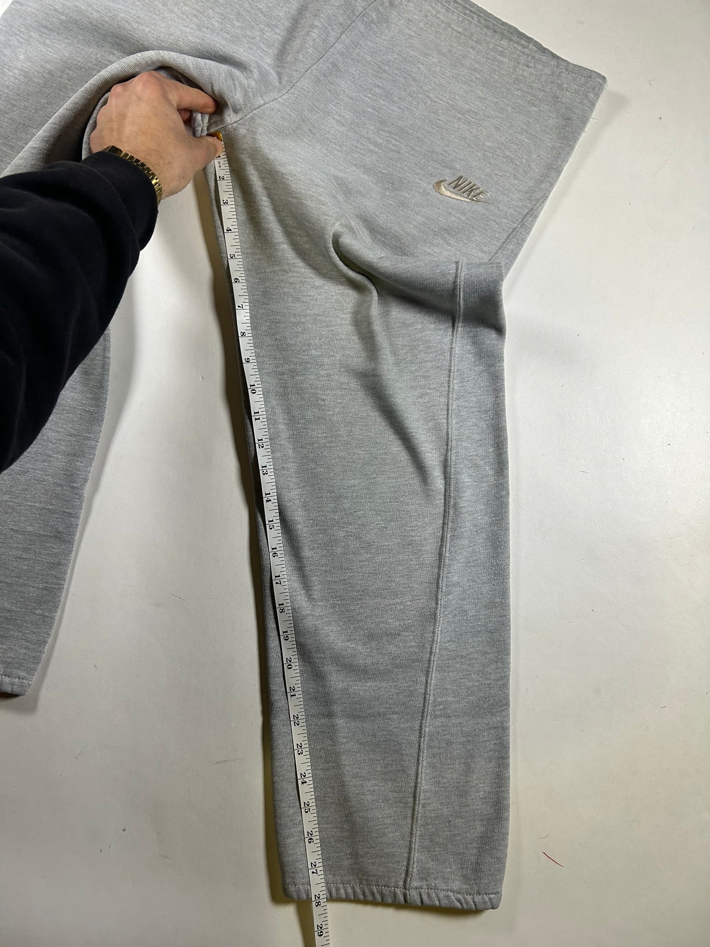 Vintage 80s Nike Sweatpants Gray Terry Wide Leg Baggy Medium Blue Tag 19.75x36.5 Inches
