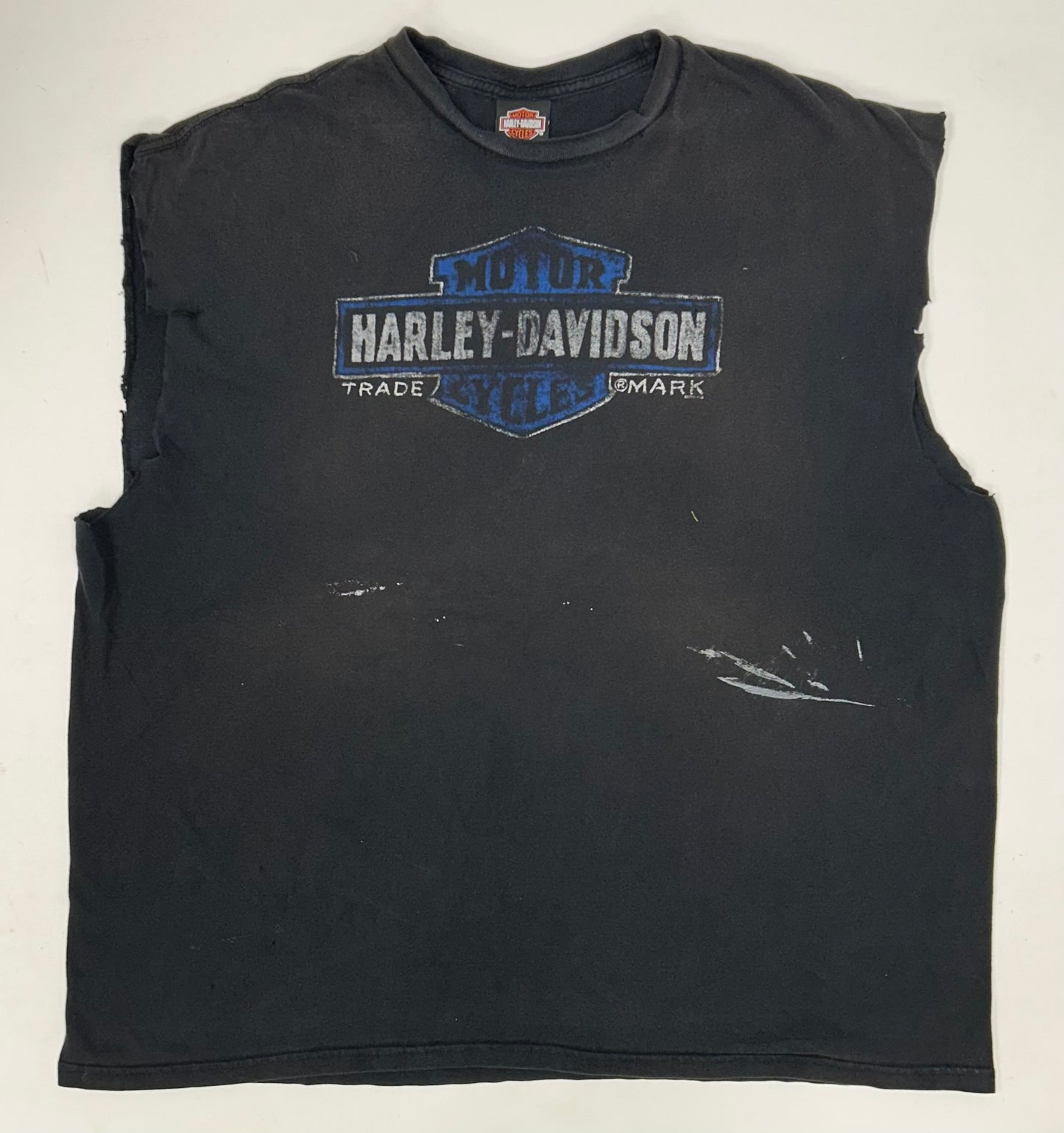 2010s Harley Davidson Motorcycles Six Bend Fort Myers Florida Chopped Sleeveless Tee 3XL 28.25x31.25 Inches As Is Wear & Fading