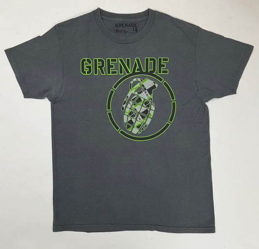 00s Grenade Snowboarding Grenade Logo Brand Tee Gray Large 20.75x28.75 Inches