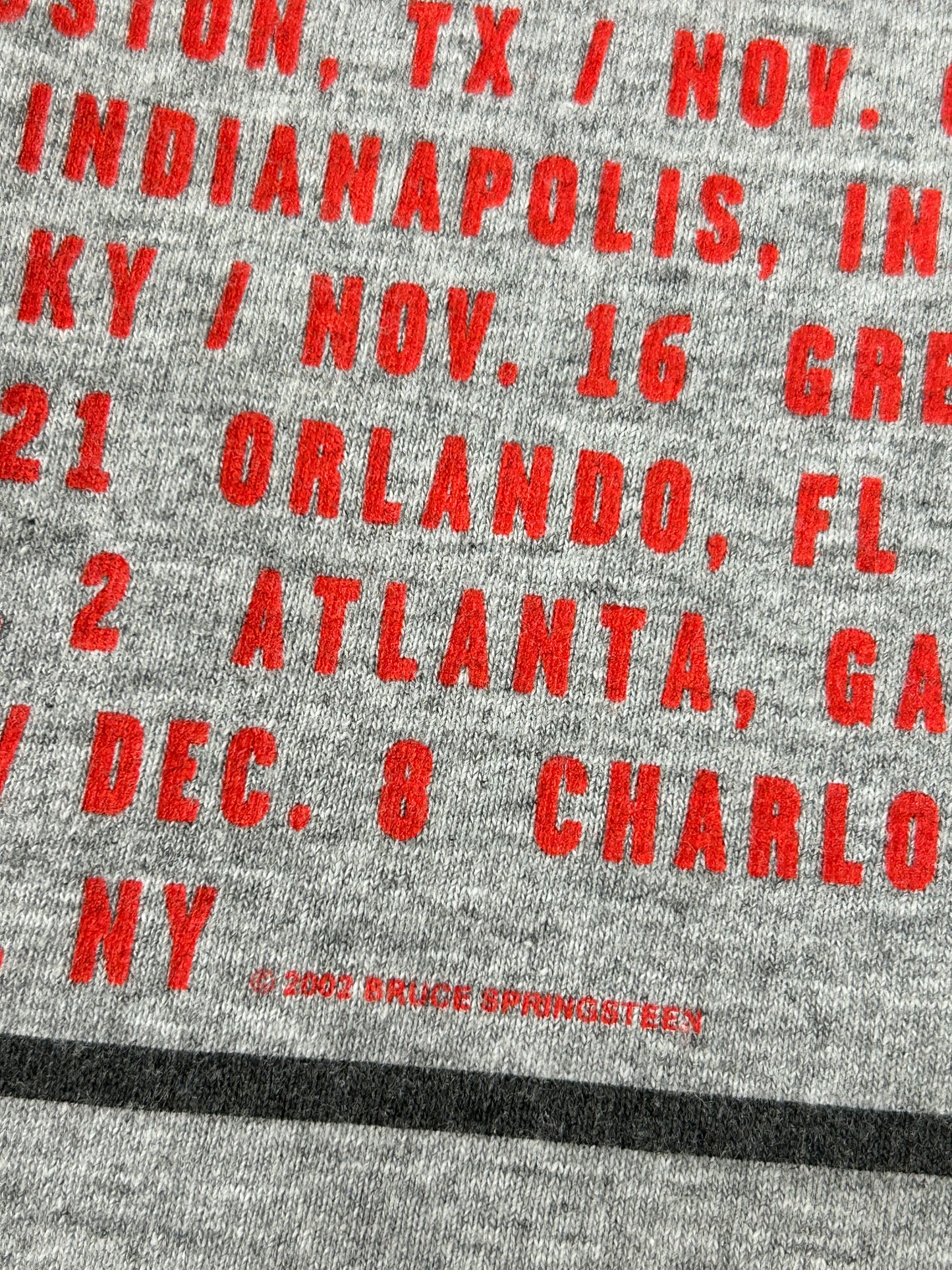 Vintage 2002 Bruce Springsteen & The E Street Band The Rising Tour Music Band Tee Gray Medium 19.25x27.25 Inches