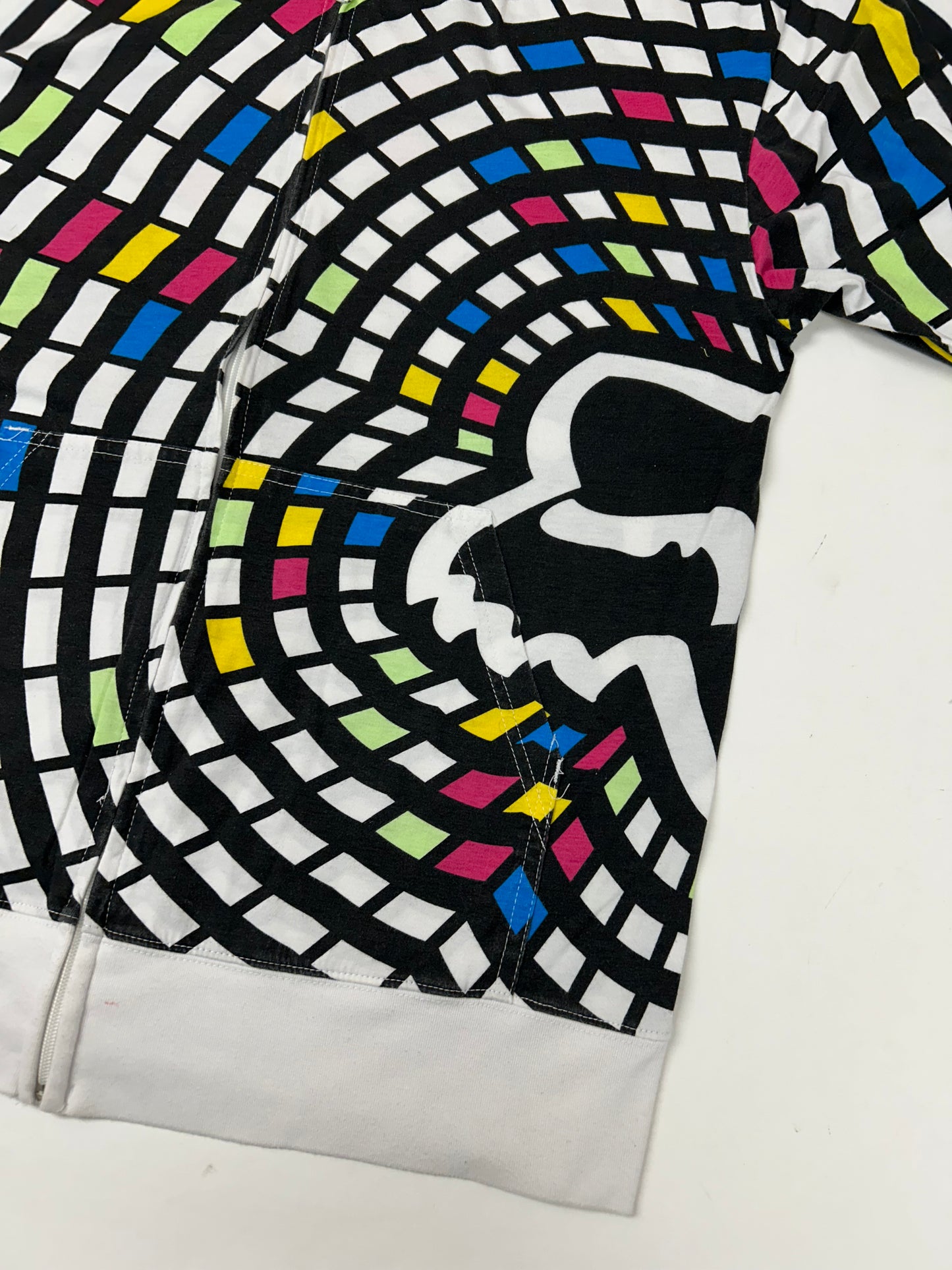 Vintage 00s Fox Racing Motocross Zip Up Abstract Thin Hooded Sweatshirt M/L Fit 22.75x28.75 Inches