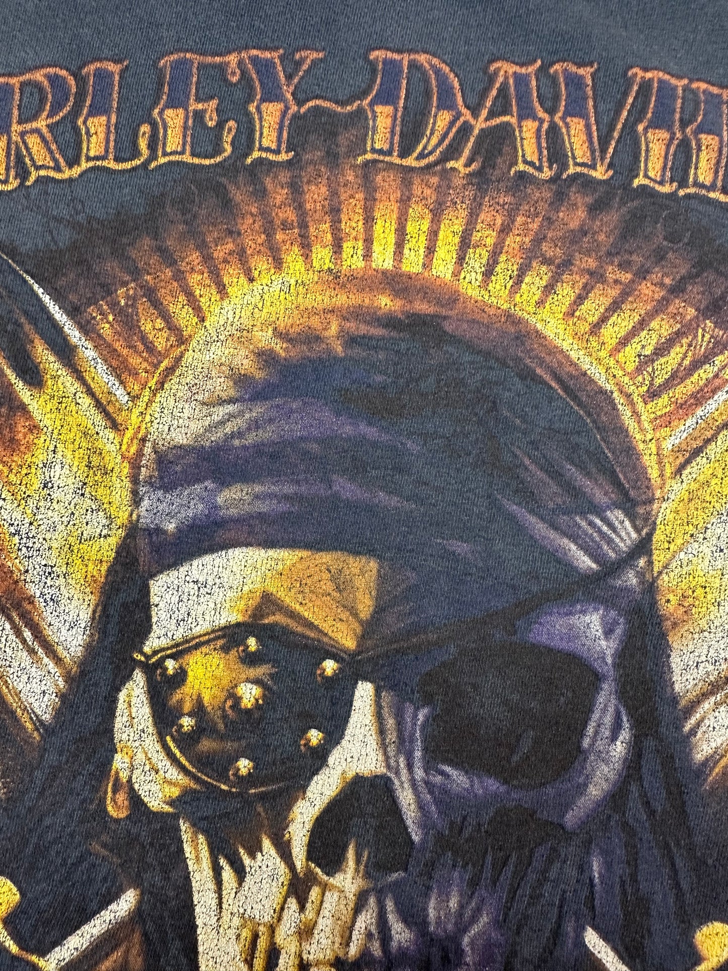 Vintage 00s Harley Davidson Motorcycles Jamaica Pirate Skull Graphic Tee Faded Black 4XL 30x31.5 Inches