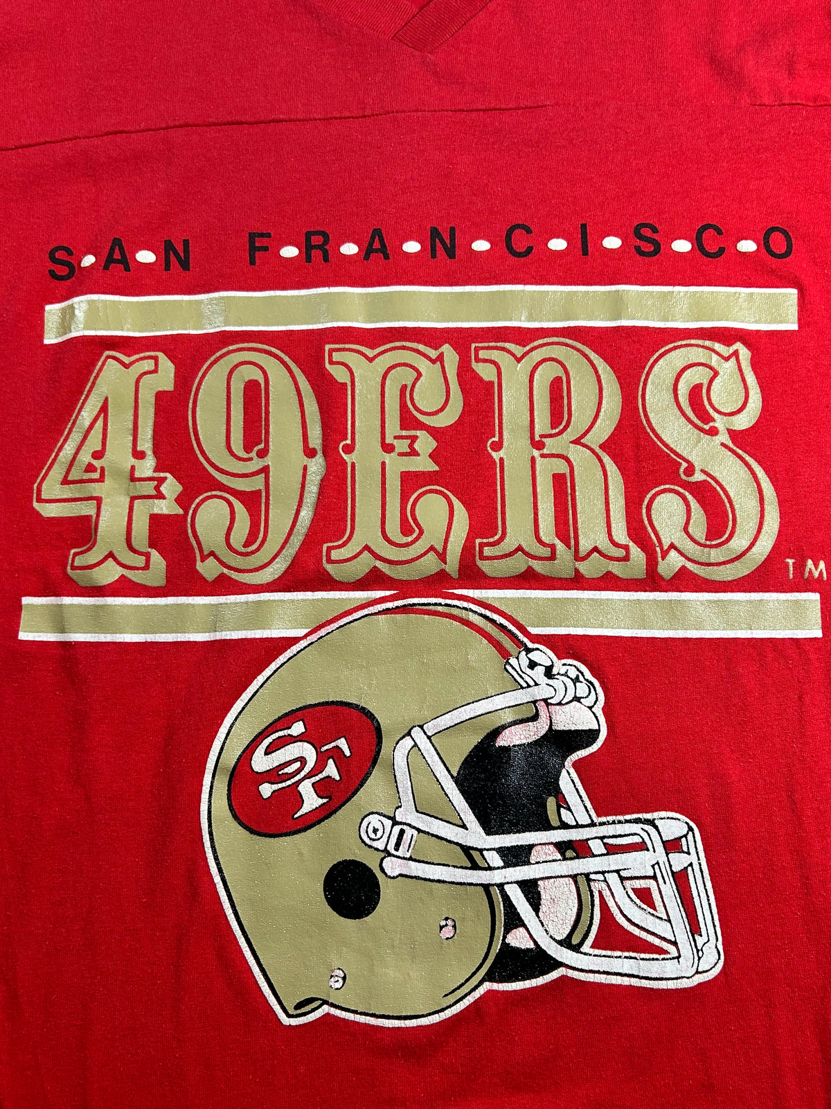 Vintage 80s Champion San Francisco 49ers NFL 3/4 Sleeve Tee L/M Fit 20.25x29.5 Inches