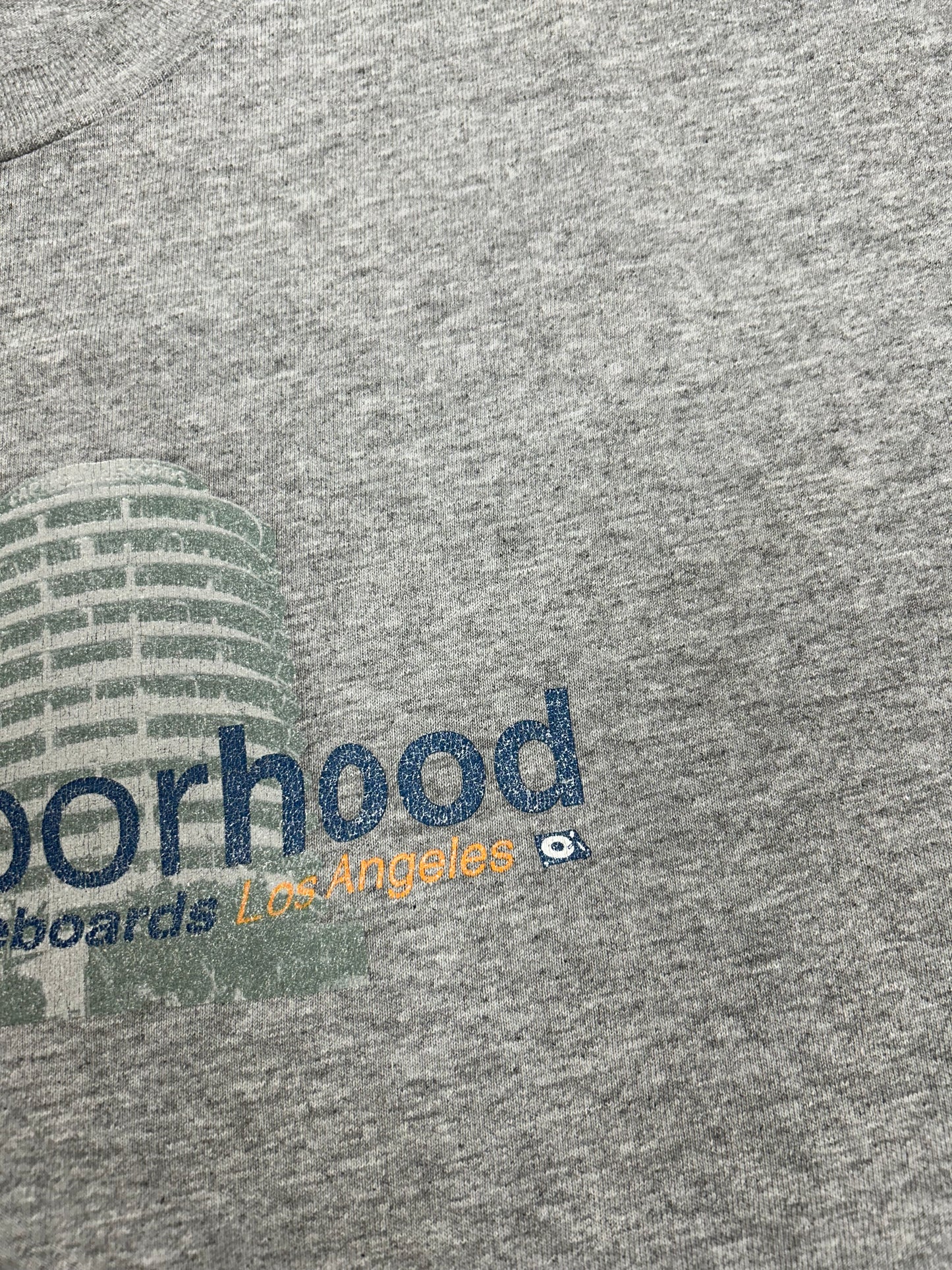 Vintage Neighborhood Skateboards Los Angeles Skate Tee Worn In Nicely Large Fit 22.25x29.5 Inches Gray