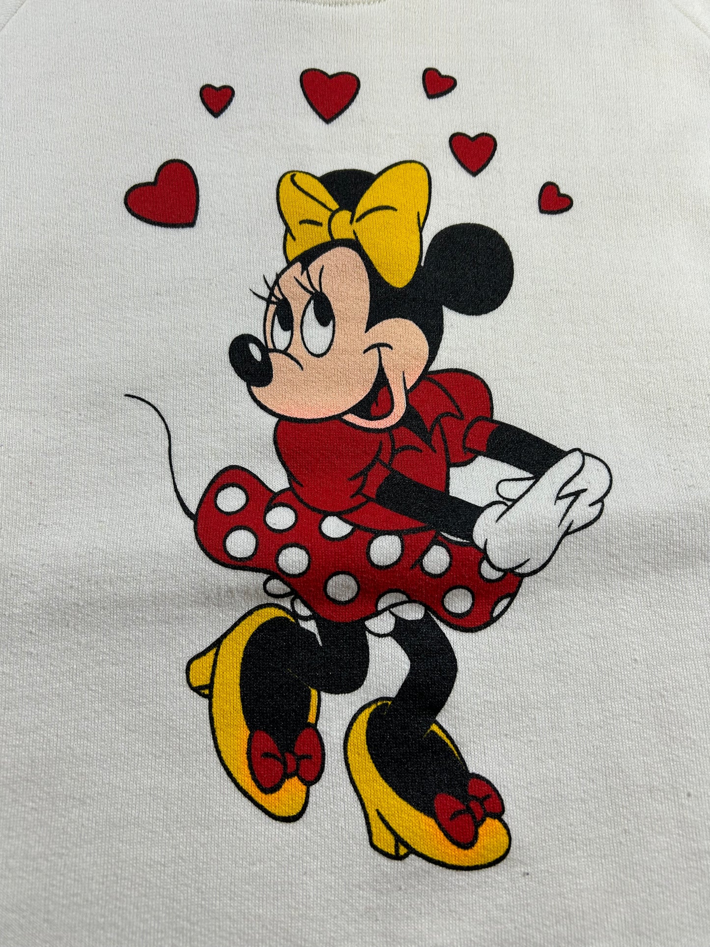 Vintage Disney Minnie Mouse Heart Crewneck Sweatshirt Valentines Day 80s/90s Medium/Small Fit 21.5x26 Inches As Is