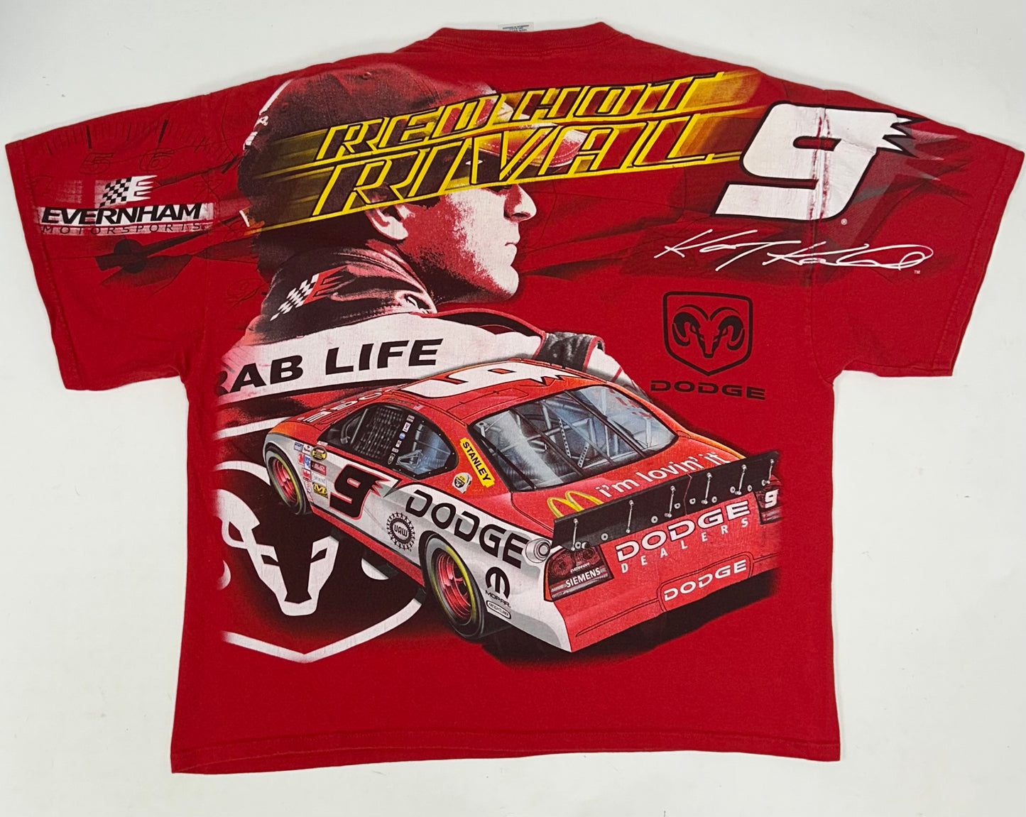 Vintage 2006 Kasey Kahne Chase Authentics Dodge NASCAR Full Print Shirt Boxy XL 25x28 Inches