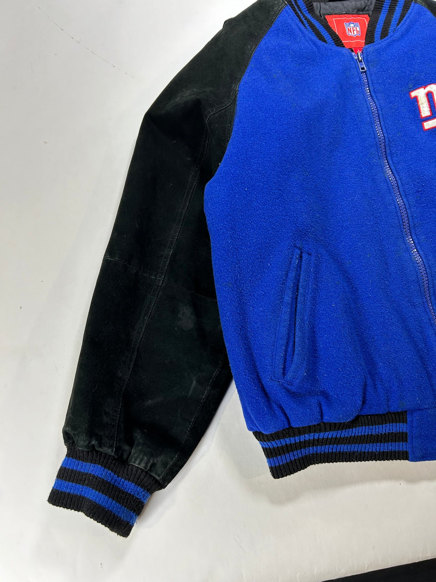 Vintage 00s NFL New York Giants Zip Varsity Jacket Style Jacket Large 27.25x28.75 Inches Has Wear As Is